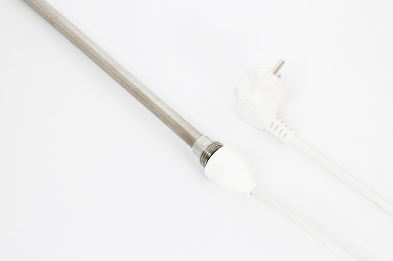 Havlupan Isıtıcı Rezistans 150 W / 230 V / L: 330 mm, Beyaz Kapak, 110cm TTR Beyaz Kablolu, Fişli HP02 - Towel Radiator Heater Resistance 150 W / 230 V / L: 330 mm, White Cover, 110cm TTR White Cable, With Plug HP02