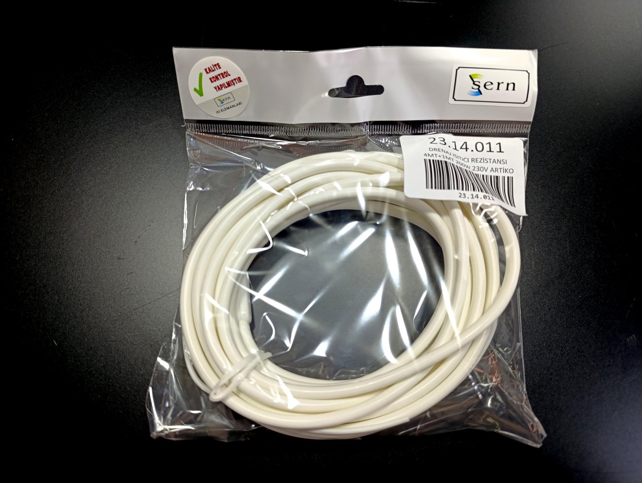 Kuluçka Drenaj Isıtıcı Rezistansı 4mt Sıcak 1mt Soğuk 200W 230V Artiko