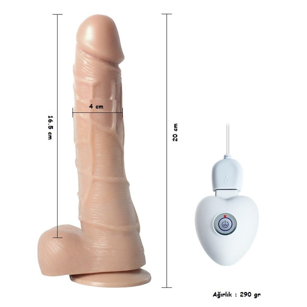 20 Cm Usb Şarjlı Ten Rengi Yumuşak Gerçekçi Dokuda Vibratör Oynar Başlı 10 Farklı Titreşimli Dildo