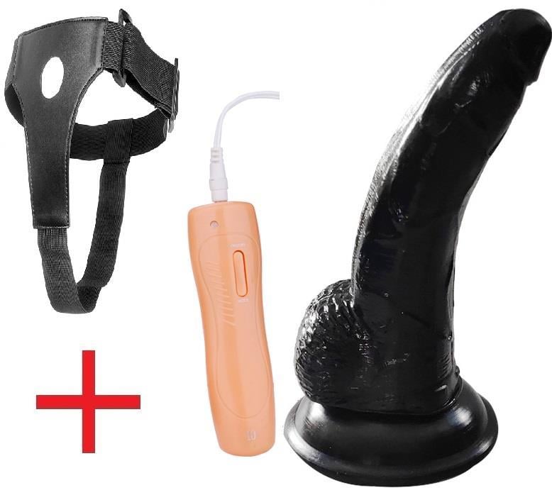 Anal Ve Vajina Belden Bağlamalı Siyah Dildo 16 Cm 10 Mod Titreşim Penis Takma Kemerli Zenci Vibratör