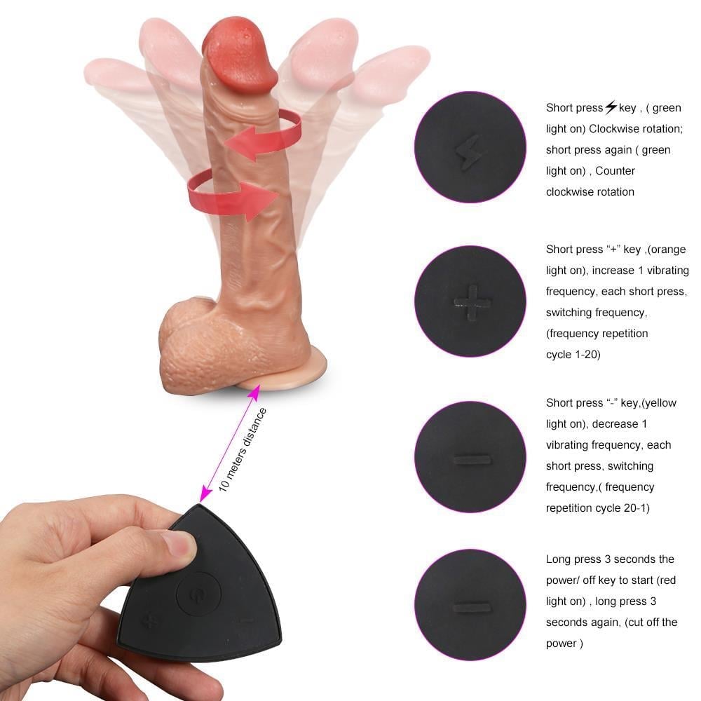 Bronte Uzaktan Kumandalı Şarjlı 20.5 Cm Oynar Başlıklı 20 Mod Titreşimli Penis Realistik Vibratör