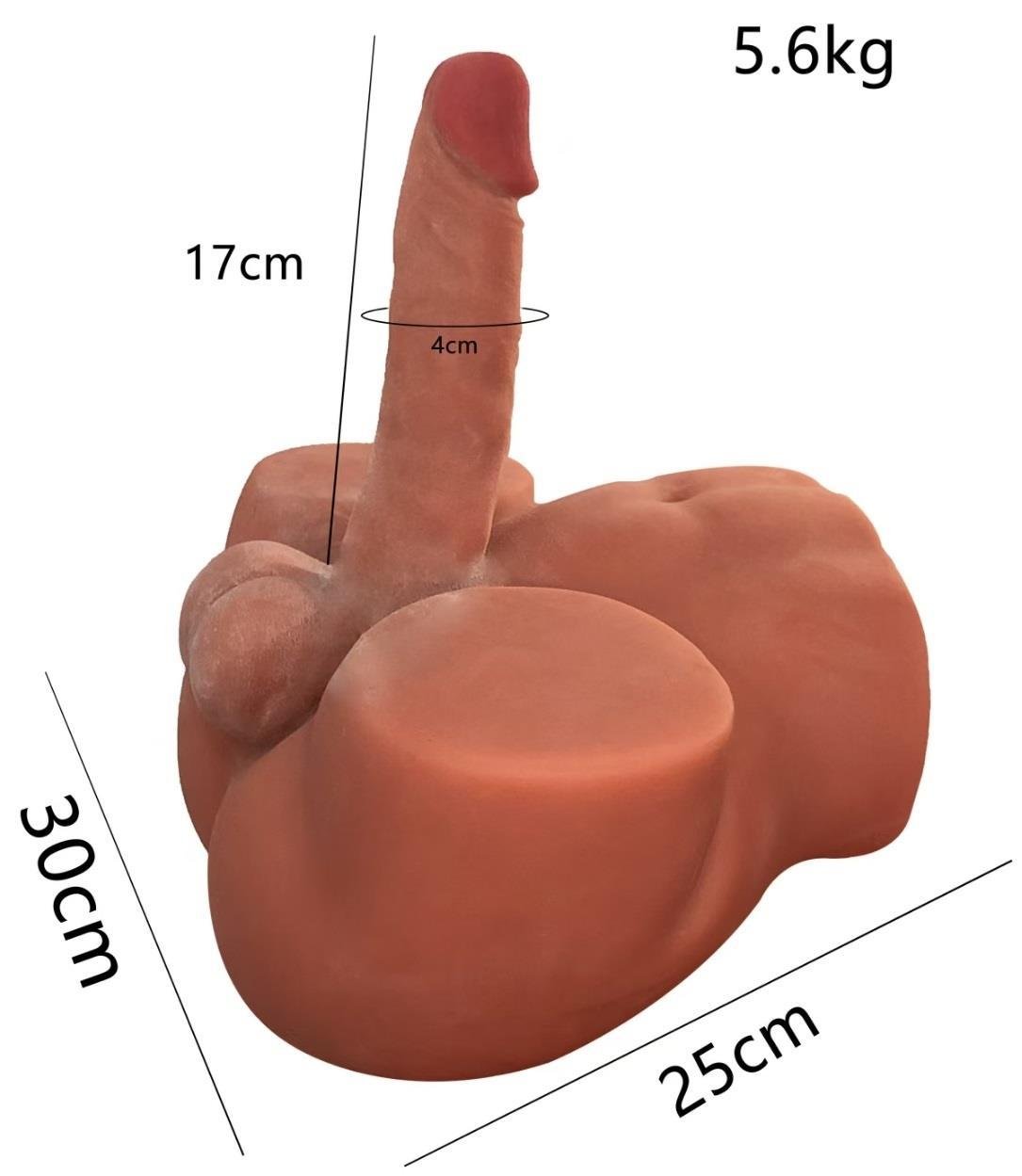 Gerçekçi Doku Büyük Boy 5.6 Kg Realistik 17 Cm Yapay Dildo Penisli Anüslü Erkek Mastürbatör Kalçası