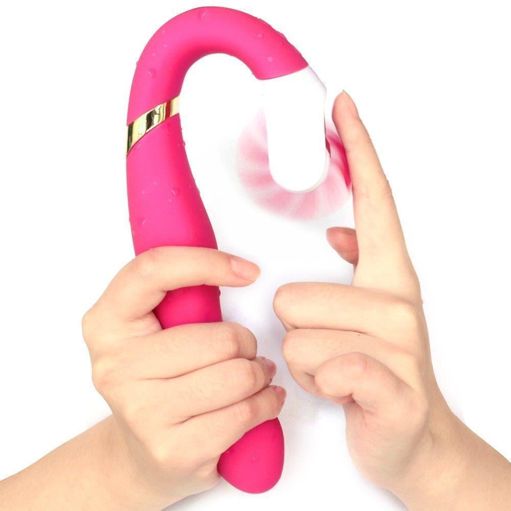 Isıtmalı Şarjlı 12 Mod Titreşim 12 Farklı Hareket Klitorise Dil Hissi Esnek Silikon Dokuda Vibratör