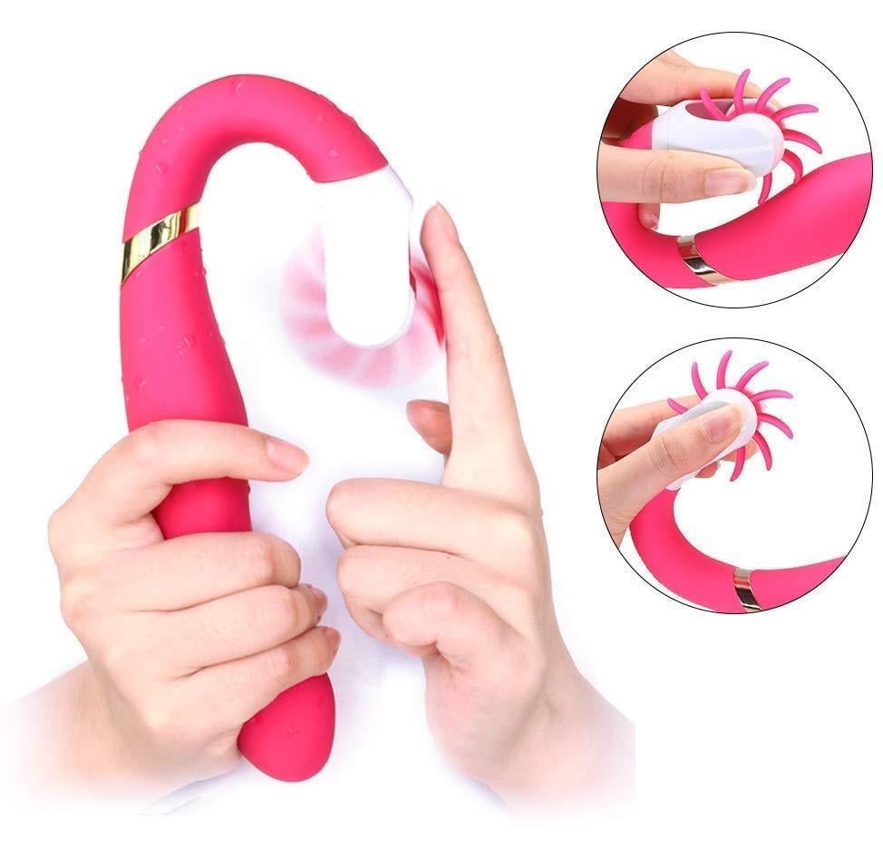 Isıtmalı Şarjlı 12 Mod Titreşim 12 Farklı Hareket Klitorise Dil Hissi Esnek Silikon Dokuda Vibratör