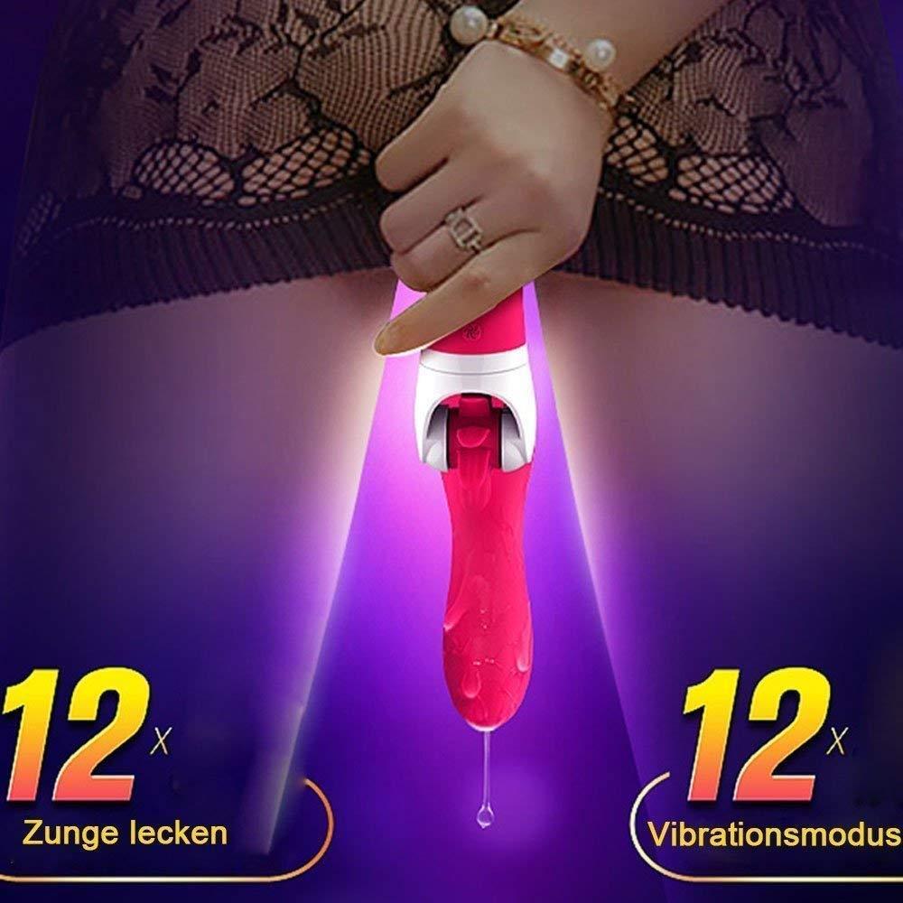 Isıtmalı Şarjlı 12 Mod Titreşim 12 Farklı Hareket Klitorise Dil Hissi Esnek Silikon Dokuda Vibratör