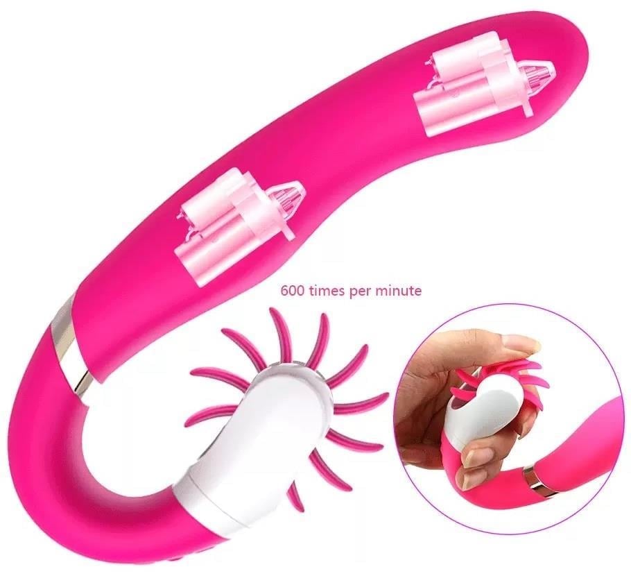 Isıtmalı Şarjlı 12 Mod Titreşim 12 Farklı Hareket Klitorise Dil Hissi Esnek Silikon Dokuda Vibratör