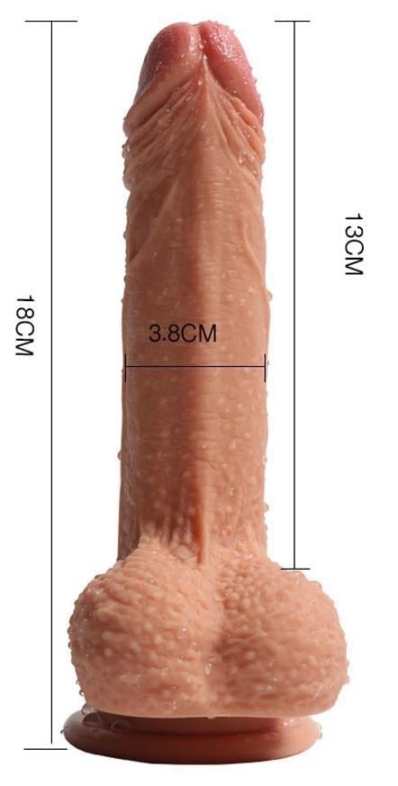 Soft Et Dokusunda Özel Çift Katmanlı 18 Cm Gerçekçi Yumuşak Penis Güçlü Vantuzlu Realistik Dildo