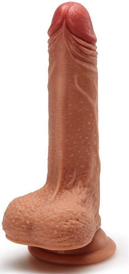 Soft Et Dokusunda Özel Çift Katmanlı 18 Cm Gerçekçi Yumuşak Penis Güçlü Vantuzlu Realistik Dildo