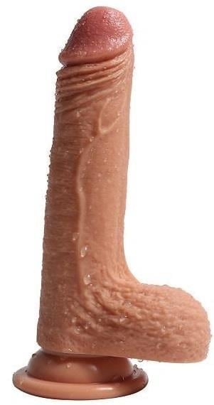 Soft Et Dokusunda Özel Çift Katmanlı 18 Cm Gerçekçi Yumuşak Penis Güçlü Vantuzlu Realistik Dildo