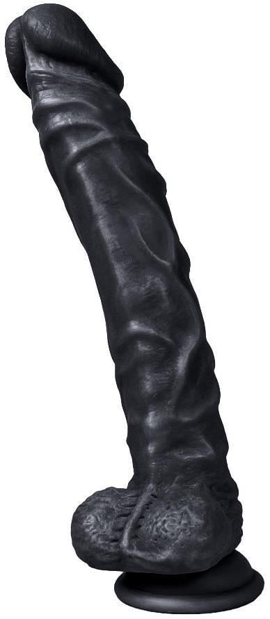 Ten Hissiyatında 24.5 Cm Gerçekçi Et Dokusunda Güçlü Vantuzlu Siyah Dildo Zenci Realistik Penis