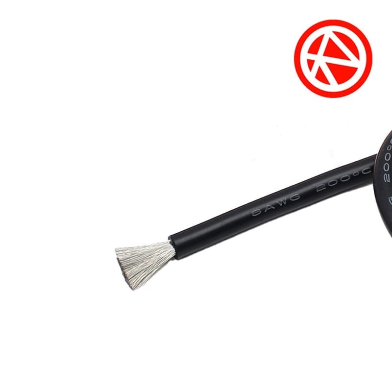 AmassYumuşak Silikon 8 AWG Siyah Kablo 1 Metre