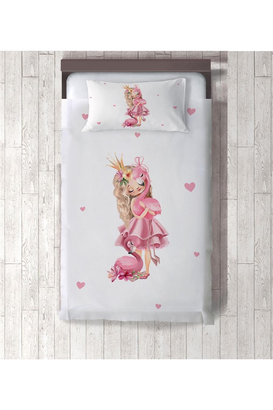Princess And Flamingo Patterned Bedspread Tlay-230