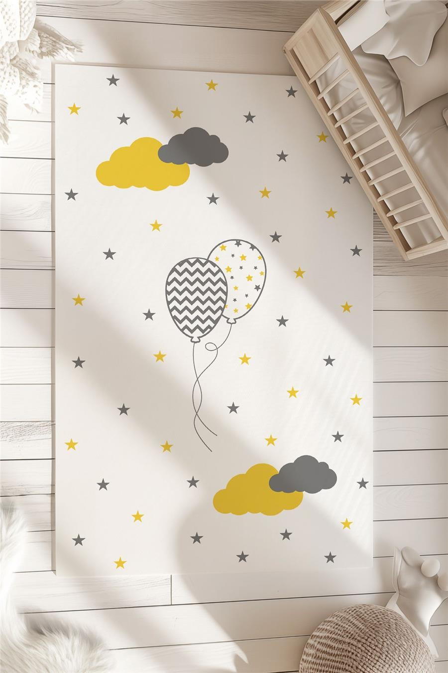 Balloon Patterned Children's and Baby's Room Decorative Carpet Tlh-189