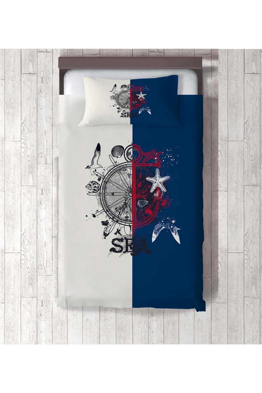 Çocuk Odası Bebek Odası Denizci Desenli Yatak Örtüsü Tlay-184