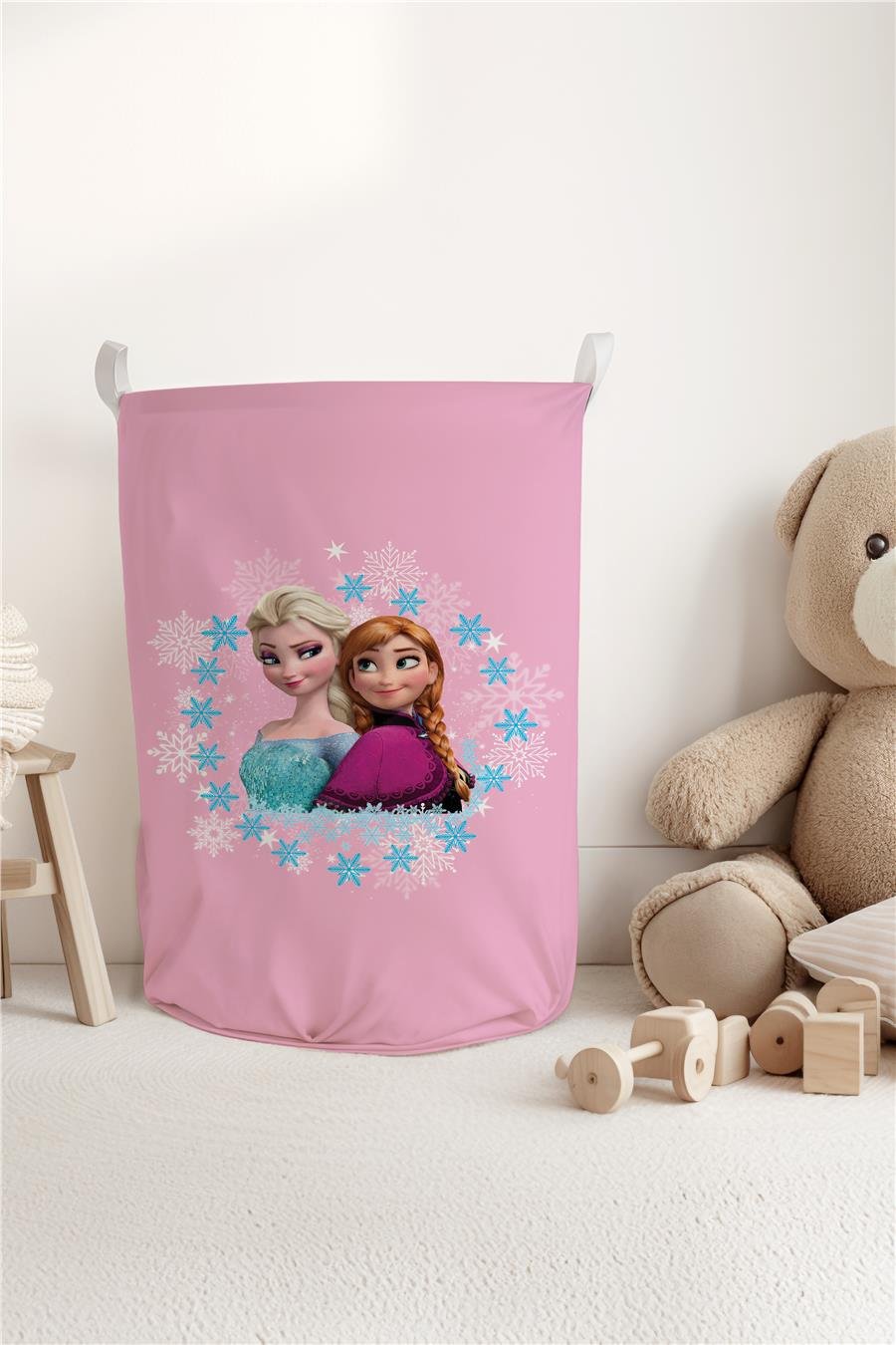 Elsa & Anna Desenli Çocuk ve Bebek Odası Düzenleyici Oyuncak veya Kirli Sepeti