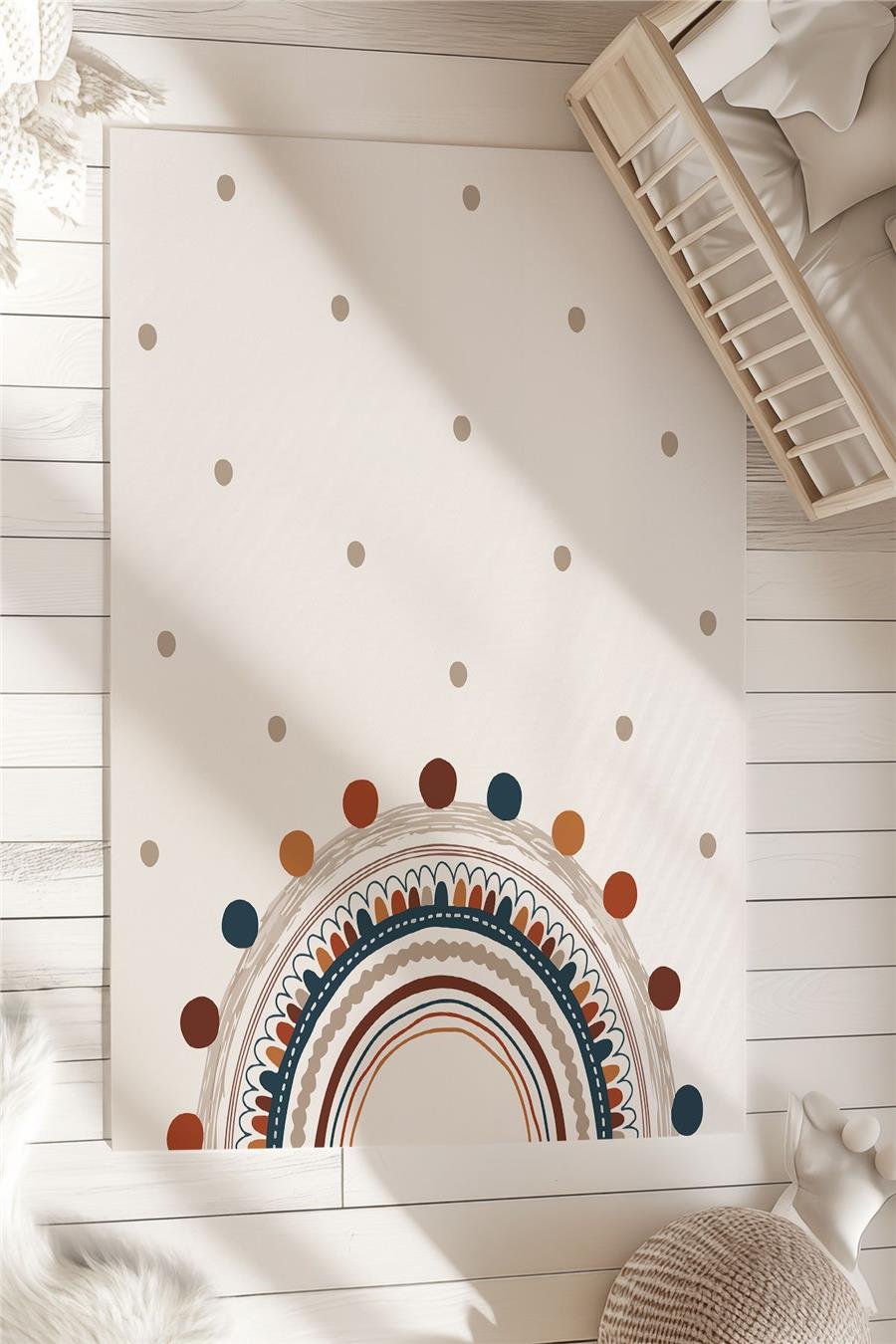 Gökkuşağı Desenli Çocuk Ve Bebek Odası Dekoratif Halı Tlh-032