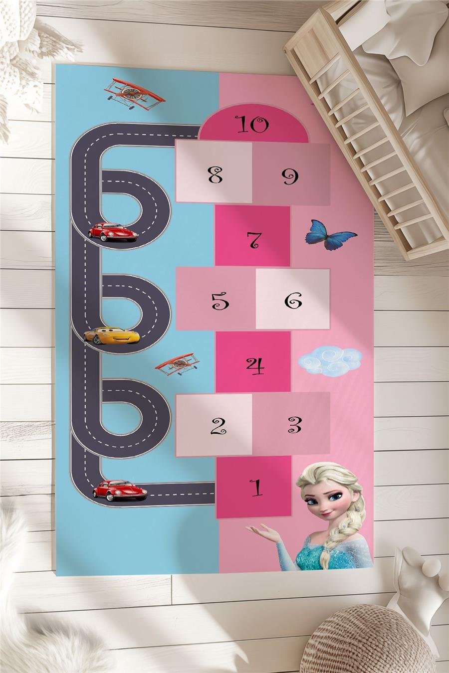 Kız Erkek İkiz Odası Desenli Çocuk Ve Bebek Odası Dekoratif Halı Tlh-116