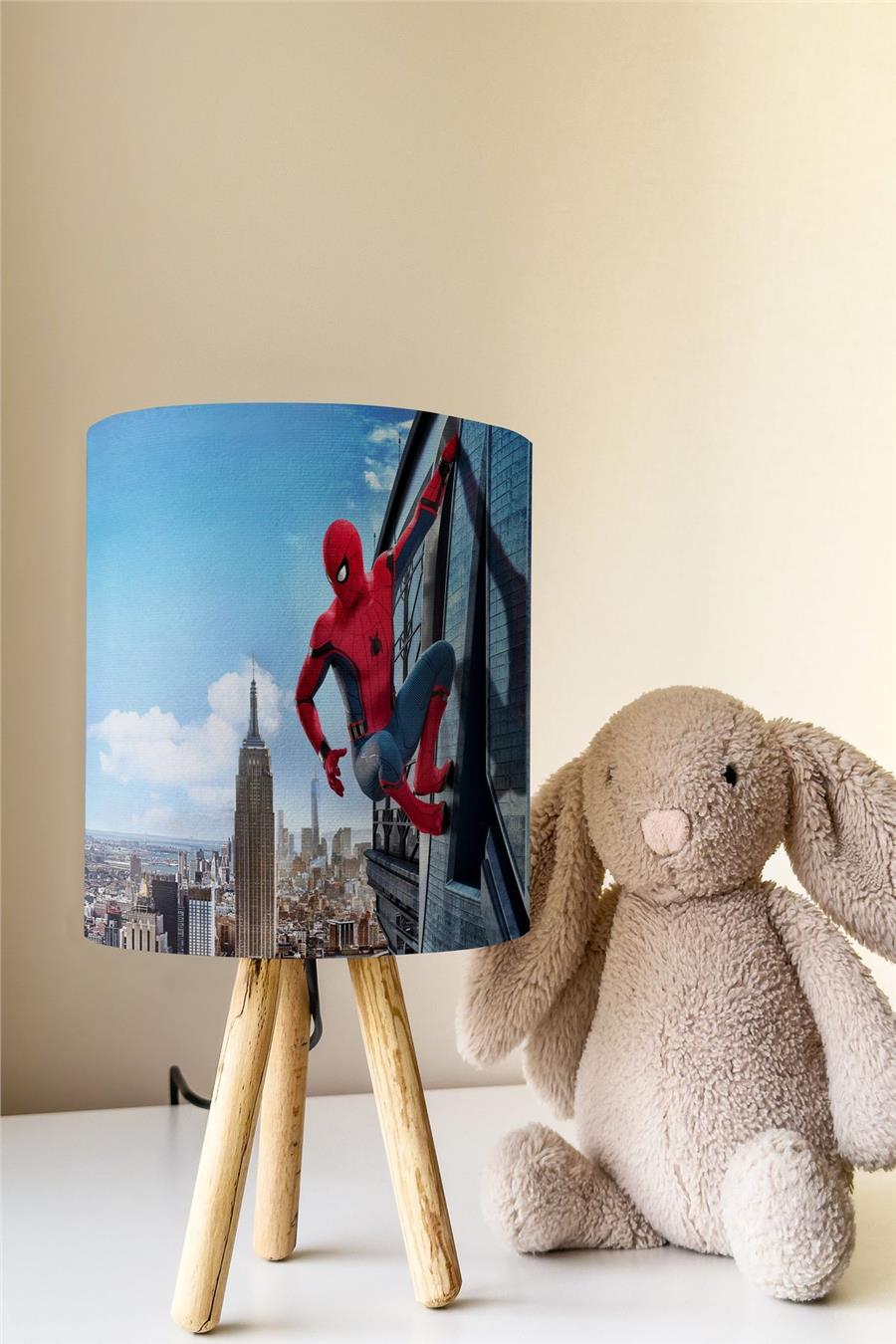Örümcek Adam Spider-Man Desenli Çocuk Odası Abajur Masa Lambası Tlab-102