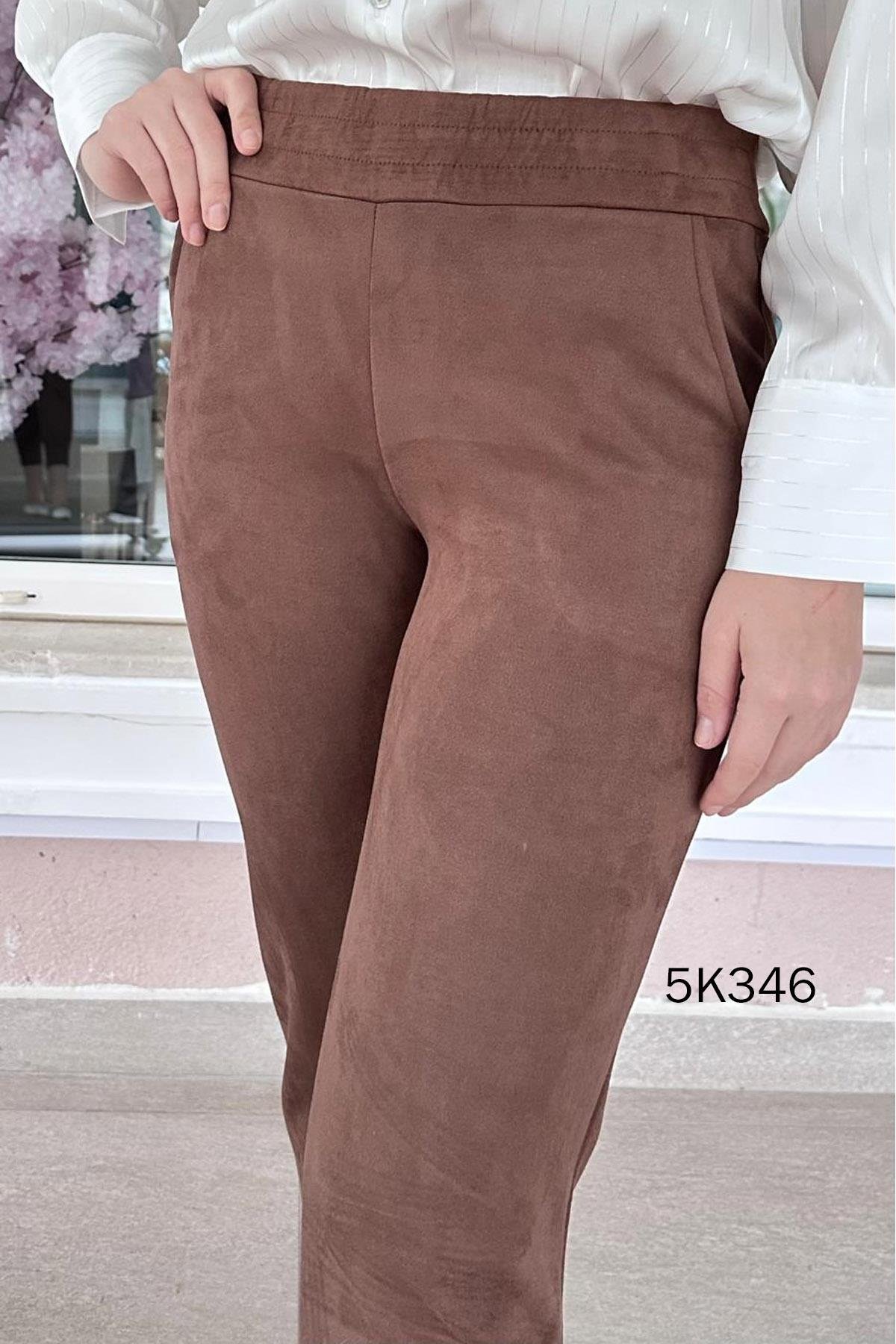 Beli Lastikli Süet Pantolon