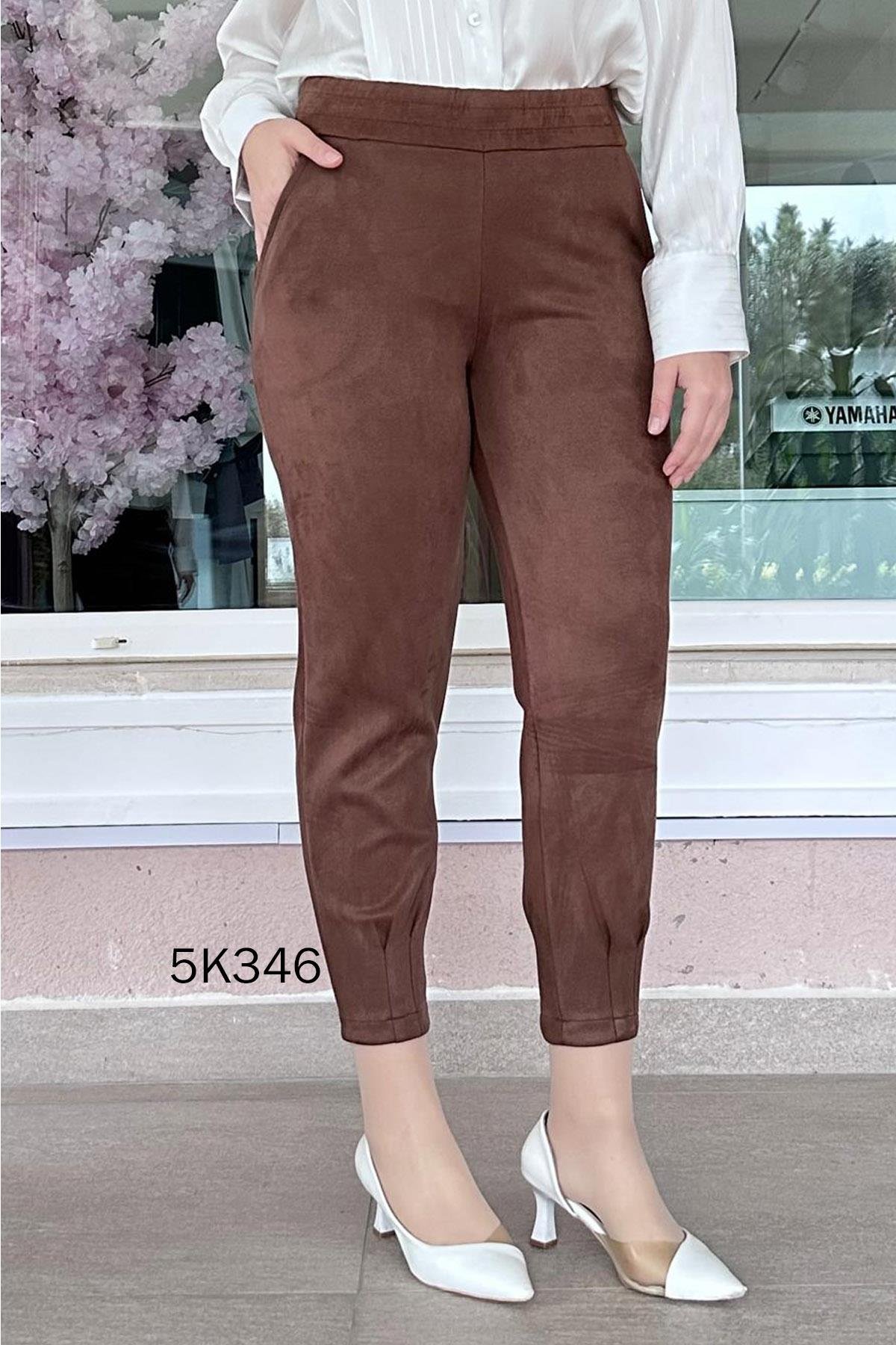 Beli Lastikli Süet Pantolon