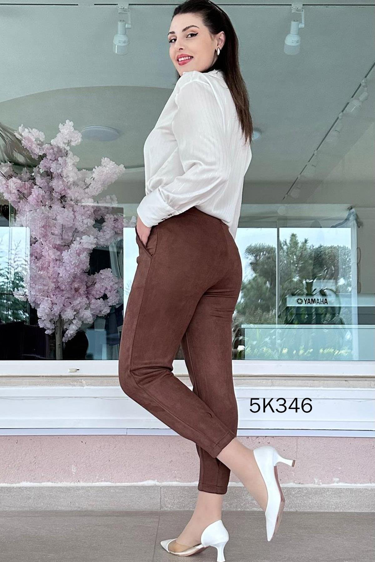 Beli Lastikli Süet Pantolon