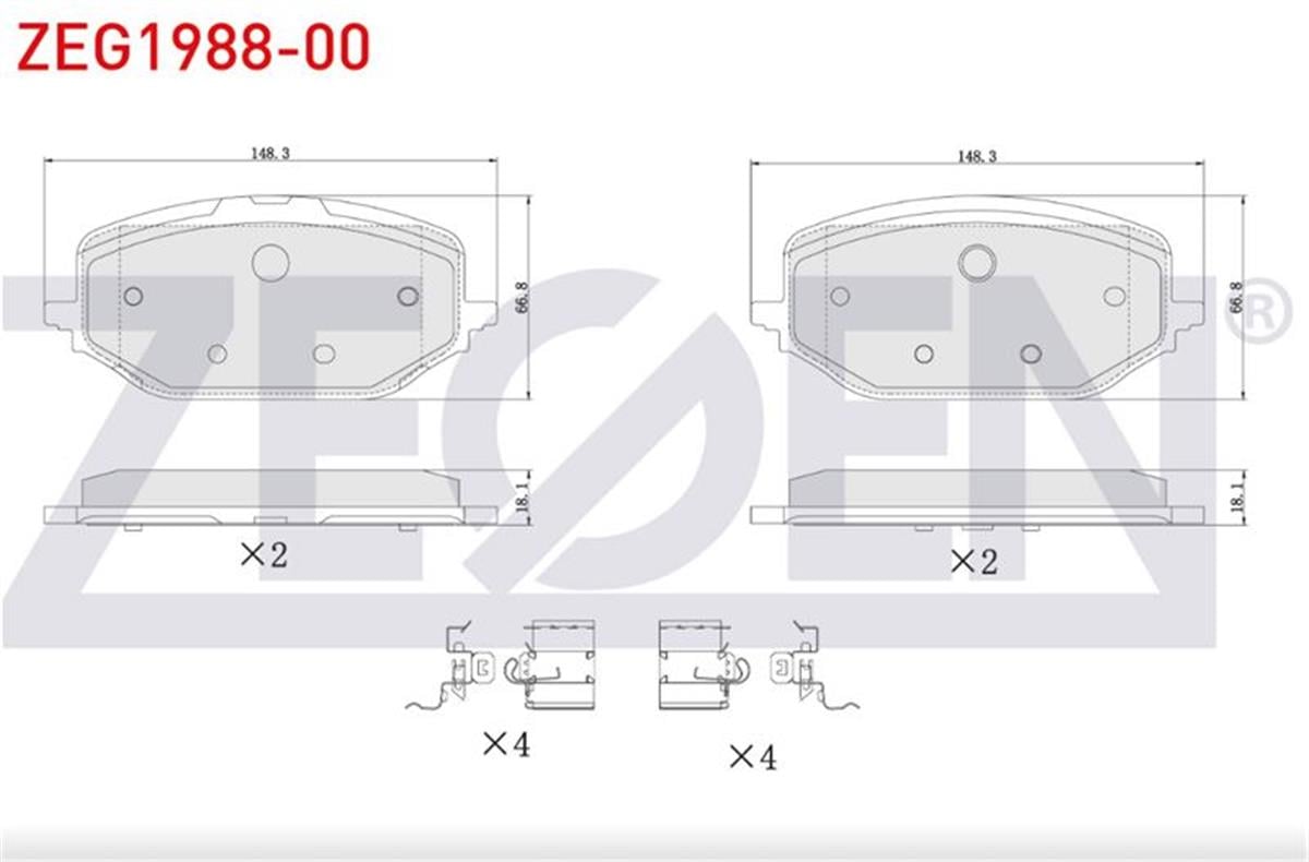 Zegen ZEG1988-00 FREN BALATA ON FIAT DOBLO 2022-/ PEUGEOT RIFTER 2019-/ PARTNER 2021-/ 308 III 2021-/ 508 II 2019-/ CITROEN BERLINGO 2021-/ DS 4 II 2021-/ OPEL ASTRA L 2021-/ COMBO E 2019-/ GRANDLAND 2017-