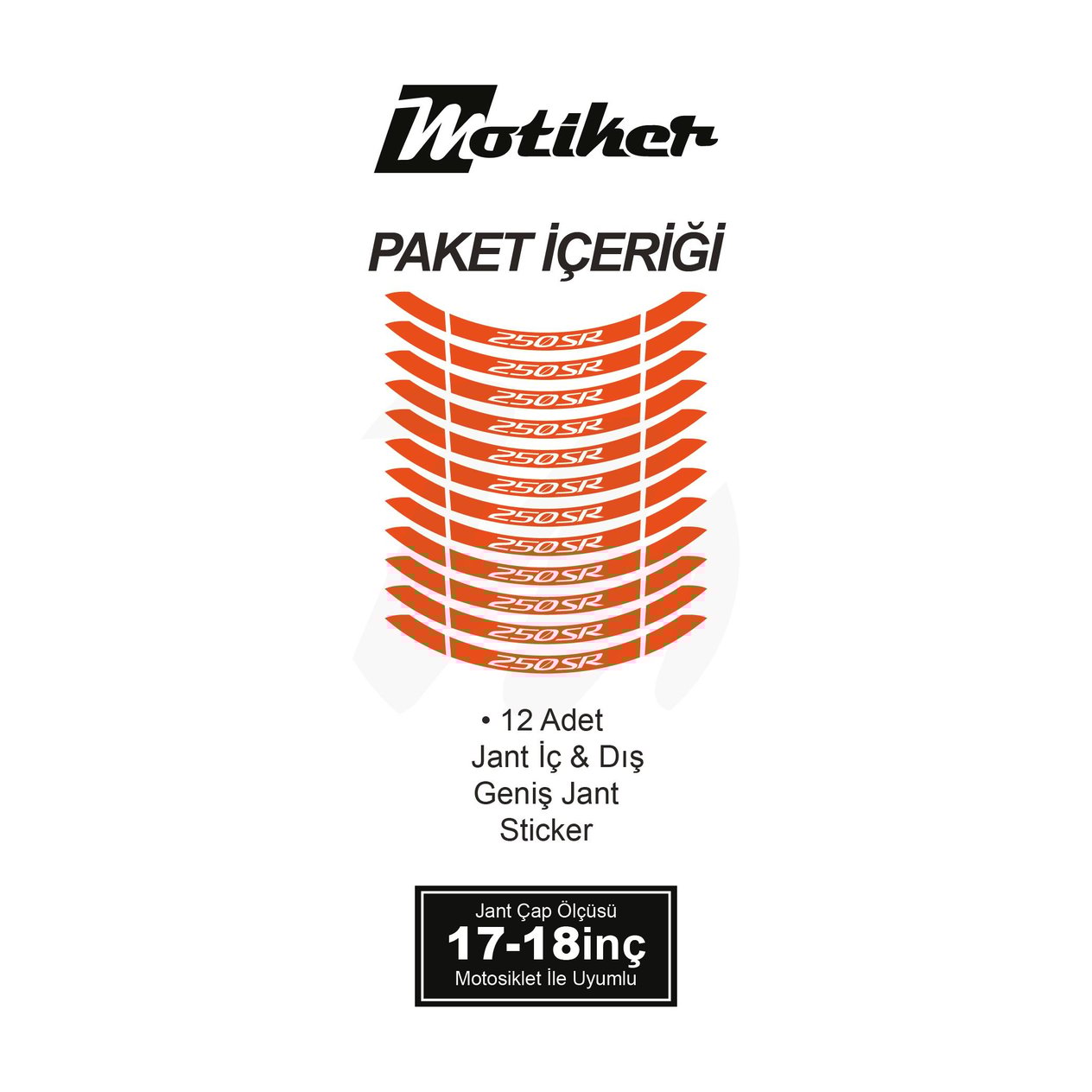  CFMOTO 250SR İÇ DIŞ JANT STİCKER ETİKET MODELİ TURUNCU
