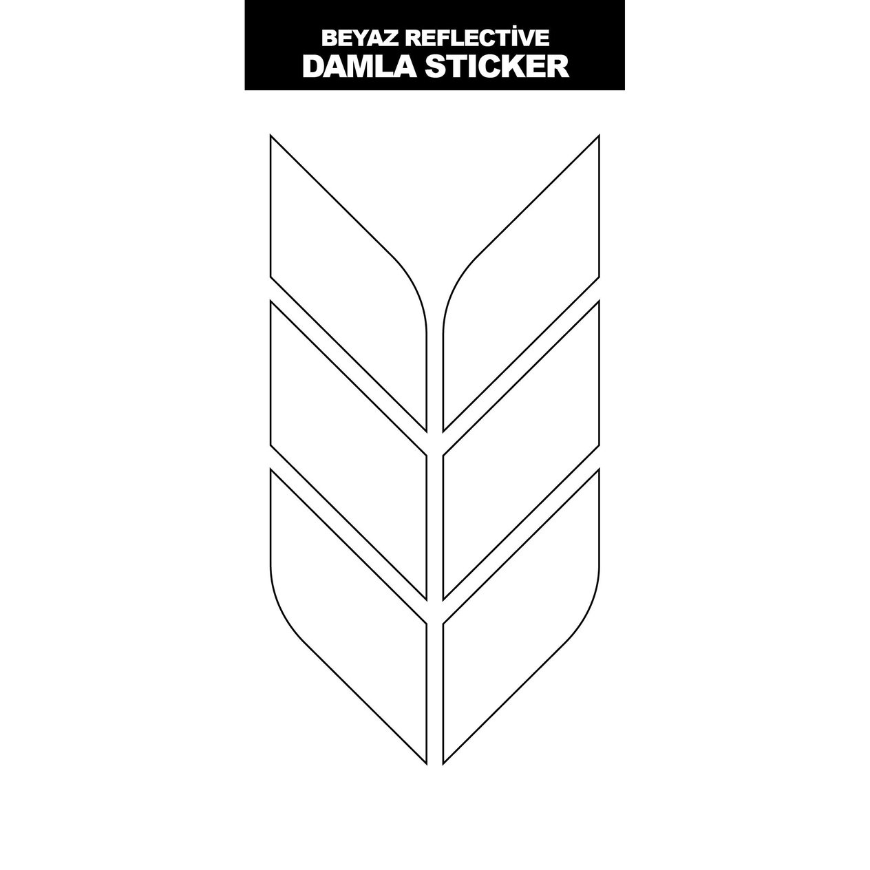 BEYAZ REFLECTİVE (IŞIK YANSITAN) 6'LI BAŞAK DAMLA STICKER MODELİ