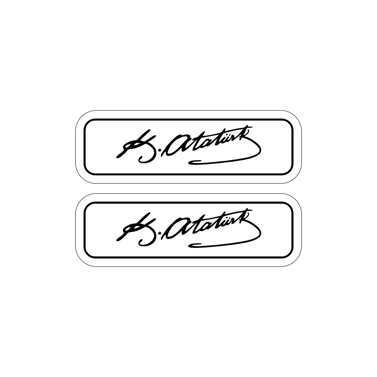 Beyaz Renk Atatürk İmza 2'li Damla Sticker