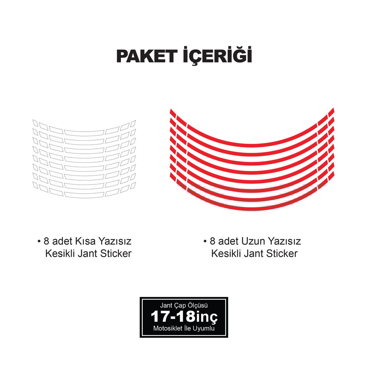 ÇİFT RENK KESİKLİ BEYAZ-KIRMIZ JANT DIŞ ŞERİT STICKER 