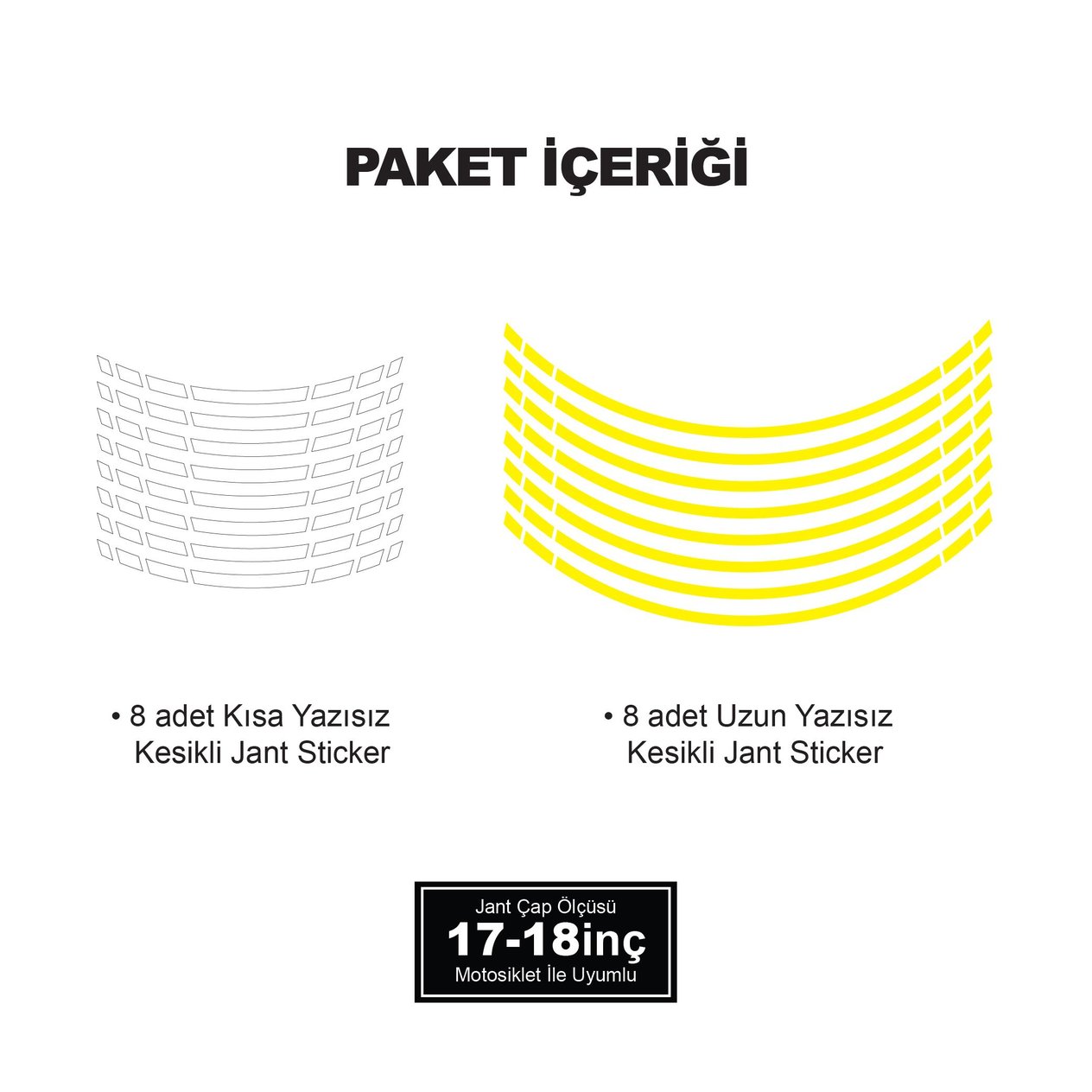 ÇİFT RENK KESİKLİ SARI-BEYAZ JANT DIŞ ŞERİT STICKER 