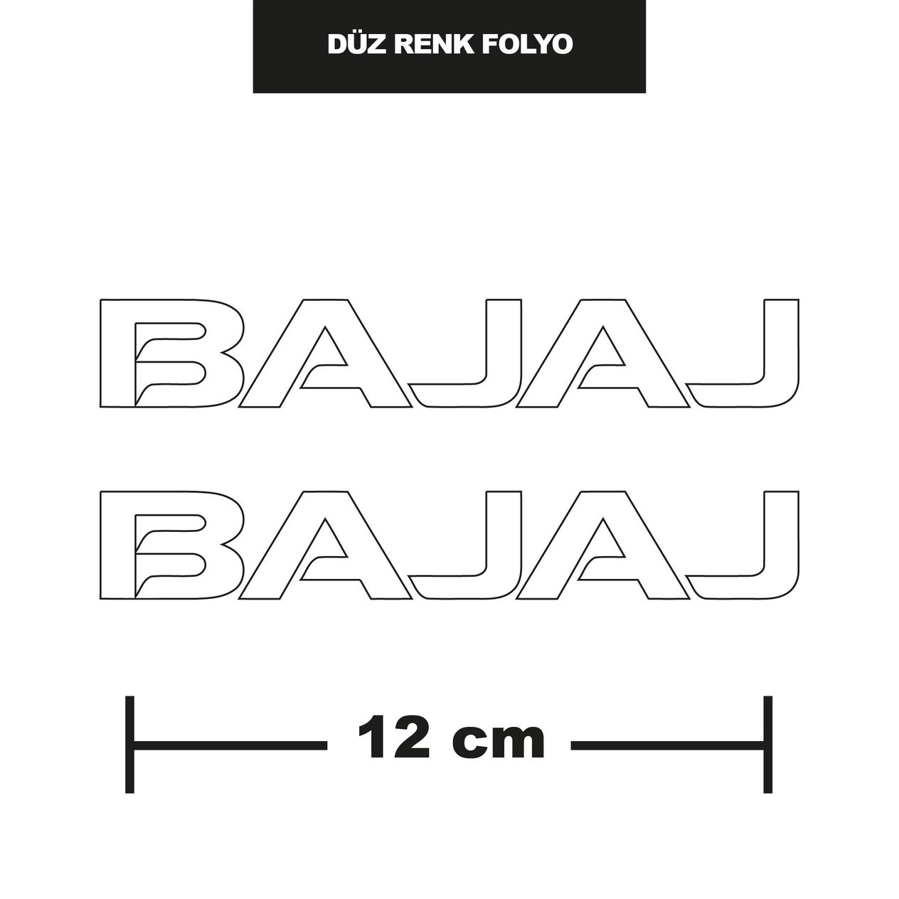 DÜZ RENK BEYAZ BAJAJ İKİLİ STİCKER 12CM
