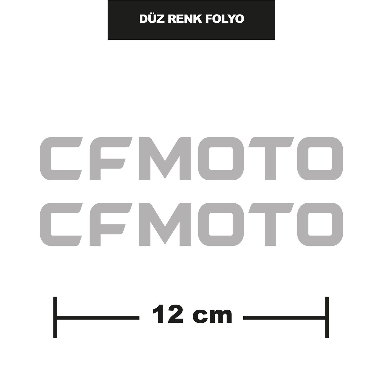 DÜZ RENK GRİ CFMOTO İKİLİ STİCKER 12CM