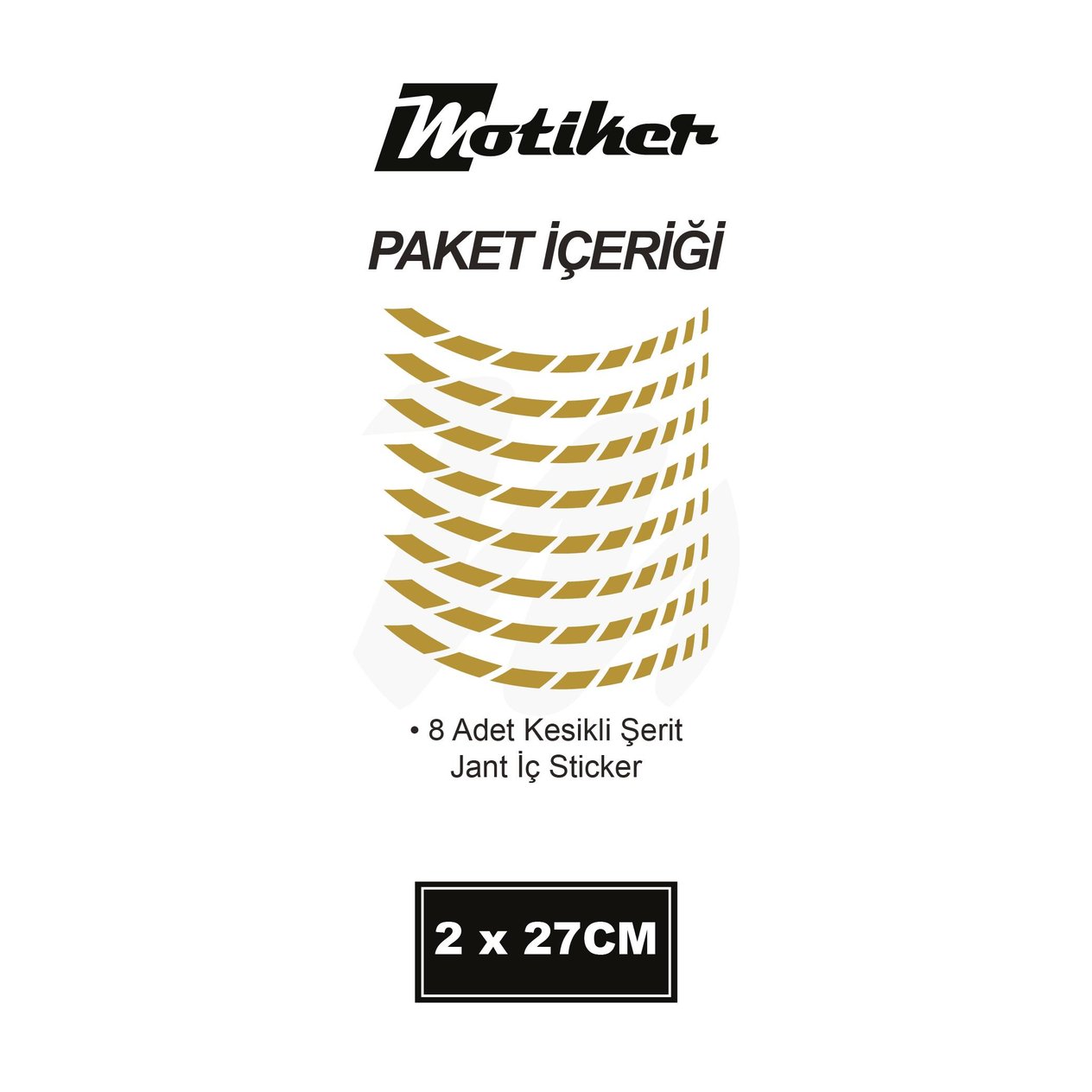 Motosiklet Jant İç Sticker Metalik Gold Kesikli Şerit Etiket Modeli