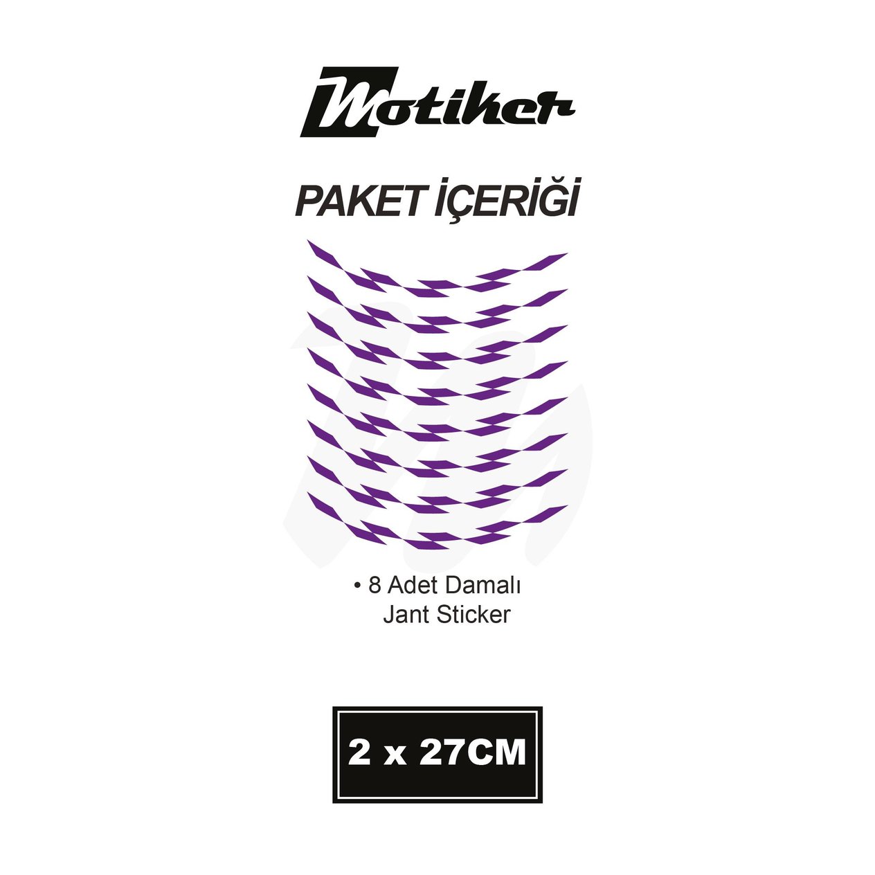 Motosiklet Jant İç Sticker Mor Dama Etiket Modeli