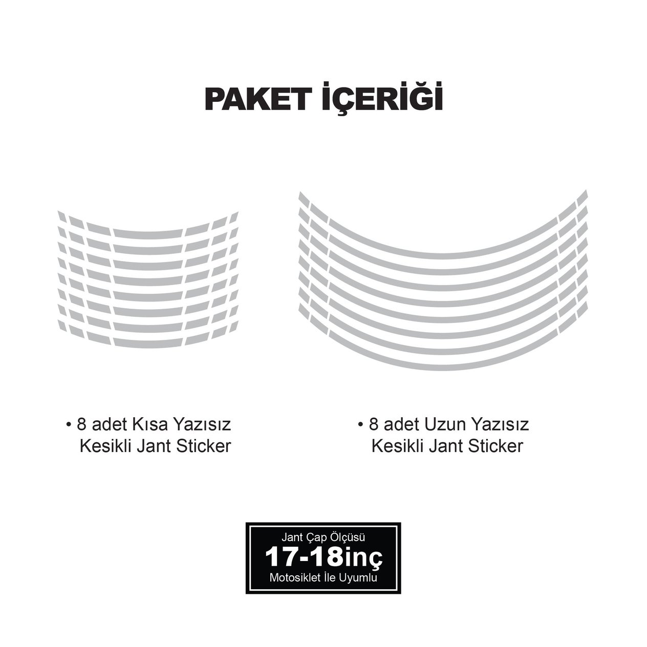 TEK RENK KESİKLİ GRİ JANT DIŞ ŞERİT STICKER 
