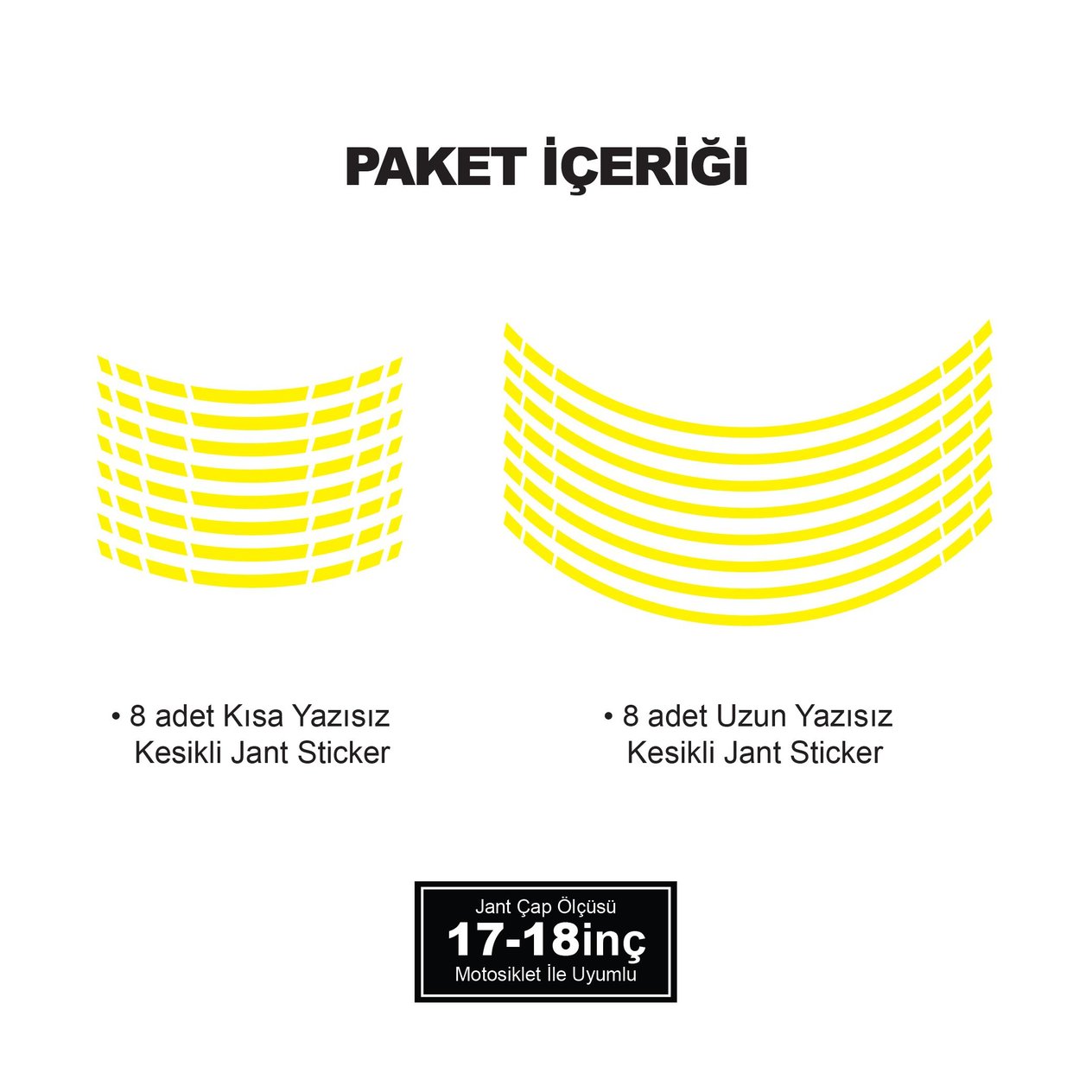 TEK RENK KESİKLİ SARI JANT DIŞ ŞERİT STICKER 