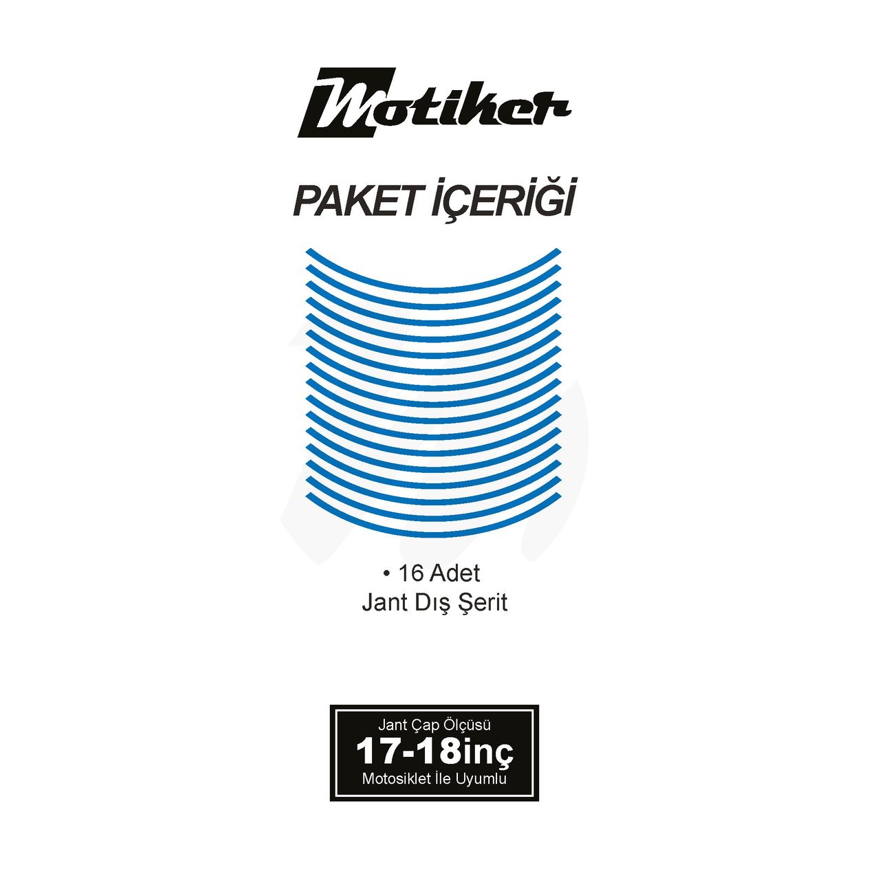 TEK RENK MAVİ ŞERİT JANT DIŞ STICKER
