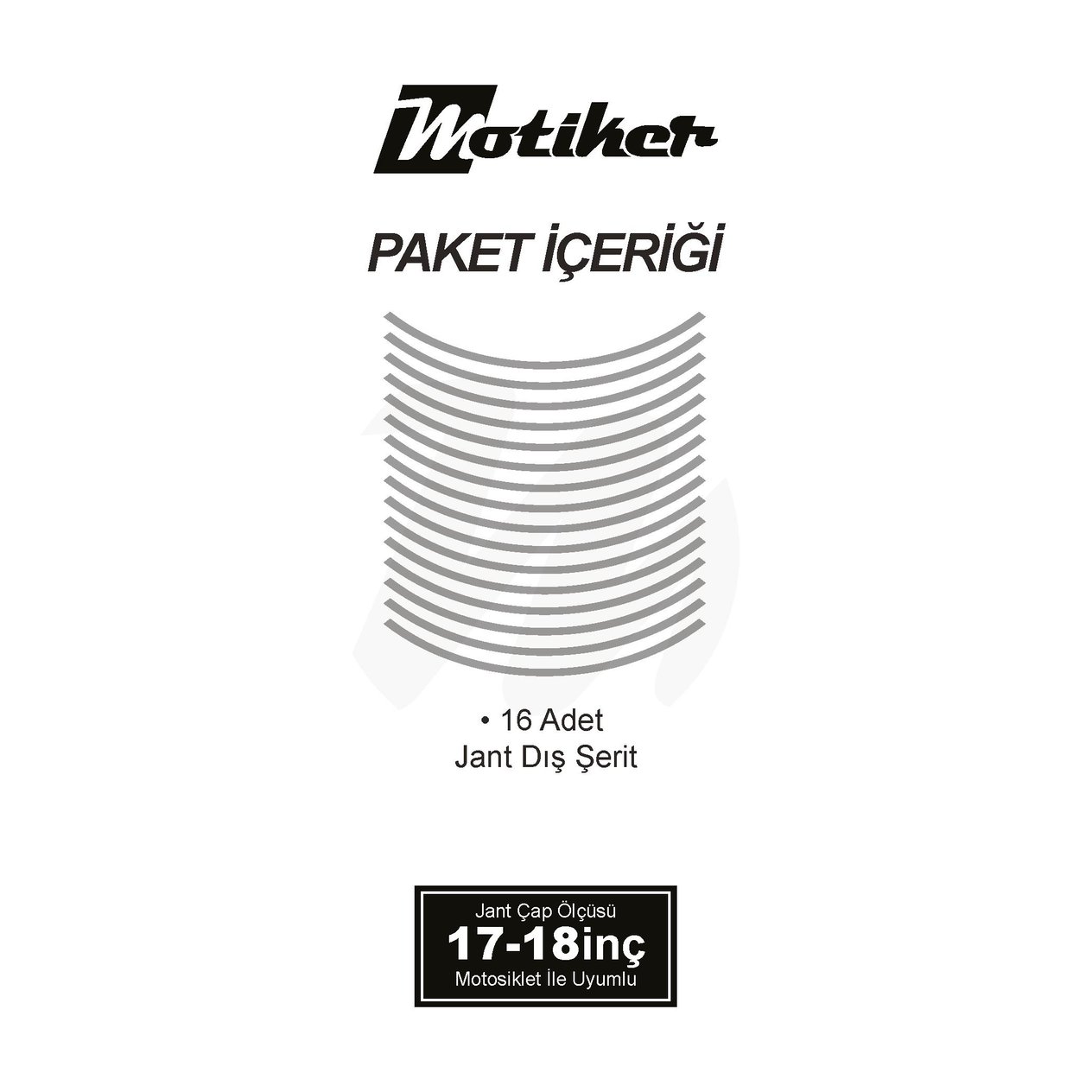 TEK RENK METALİK GRİ ŞERİT JANT DIŞ STICKER