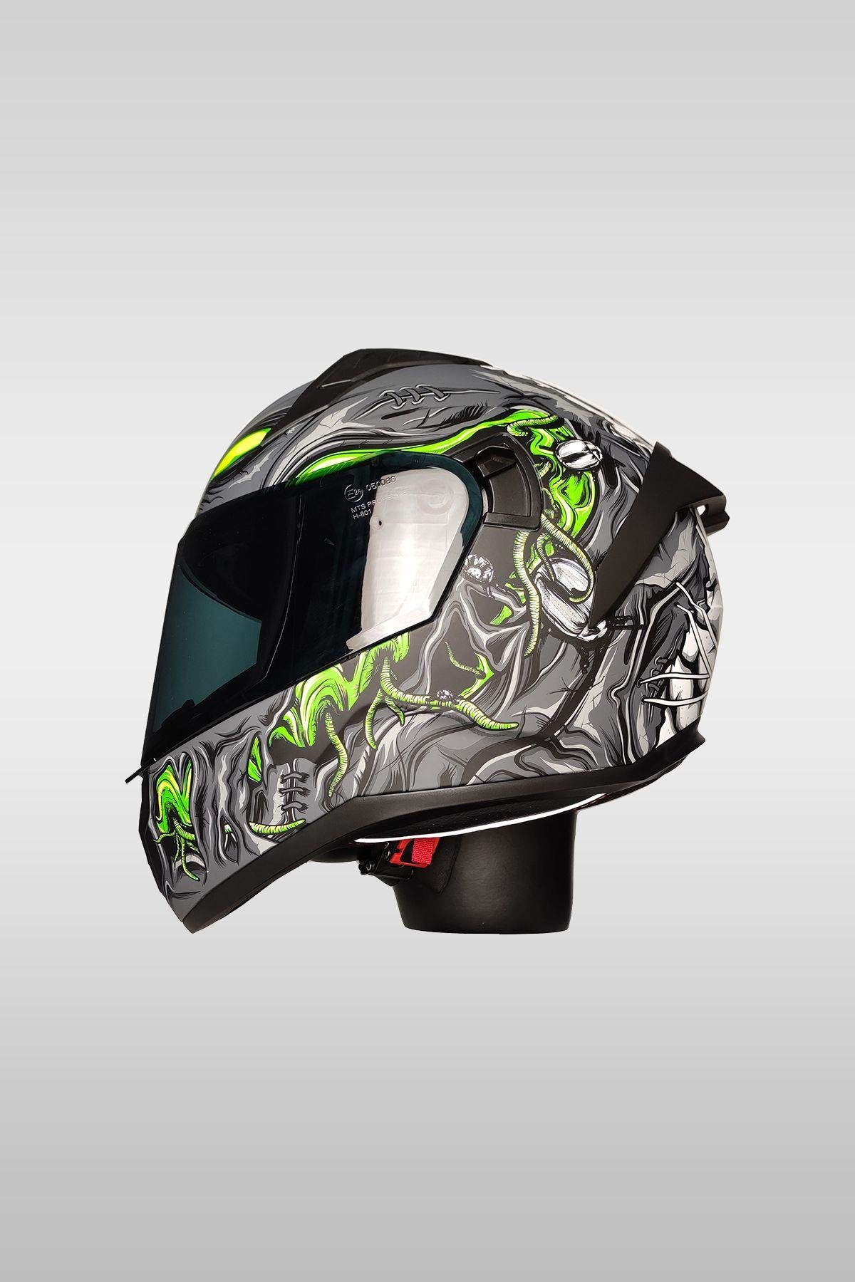 M-801 Motosiklet Kaskı Zombies White