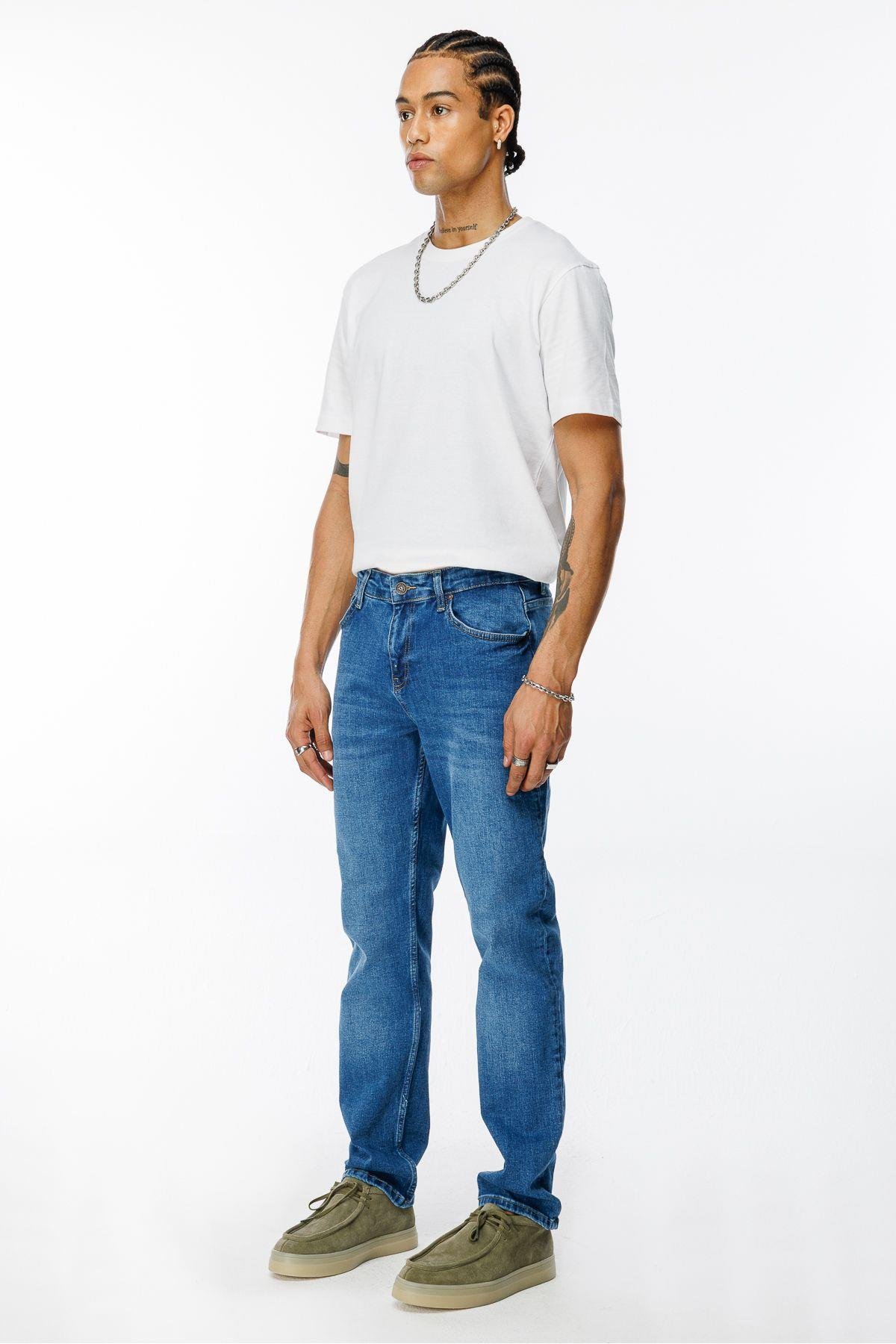 Erkek Yeni Sezon SLİM Fit Likra'lı Denim Pantolon SLK-1441