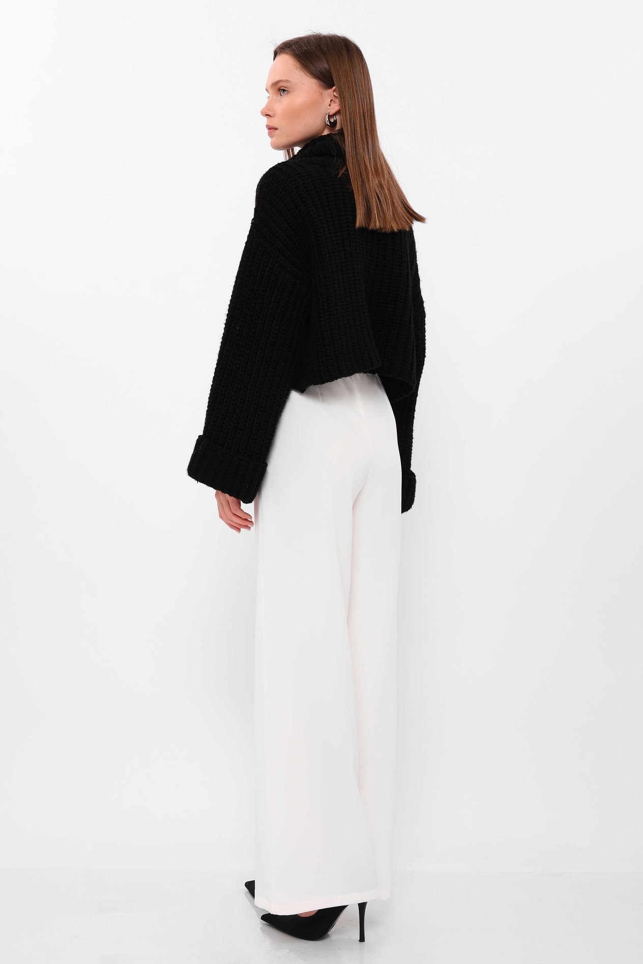Belt Detailed Palazzo Trousers White