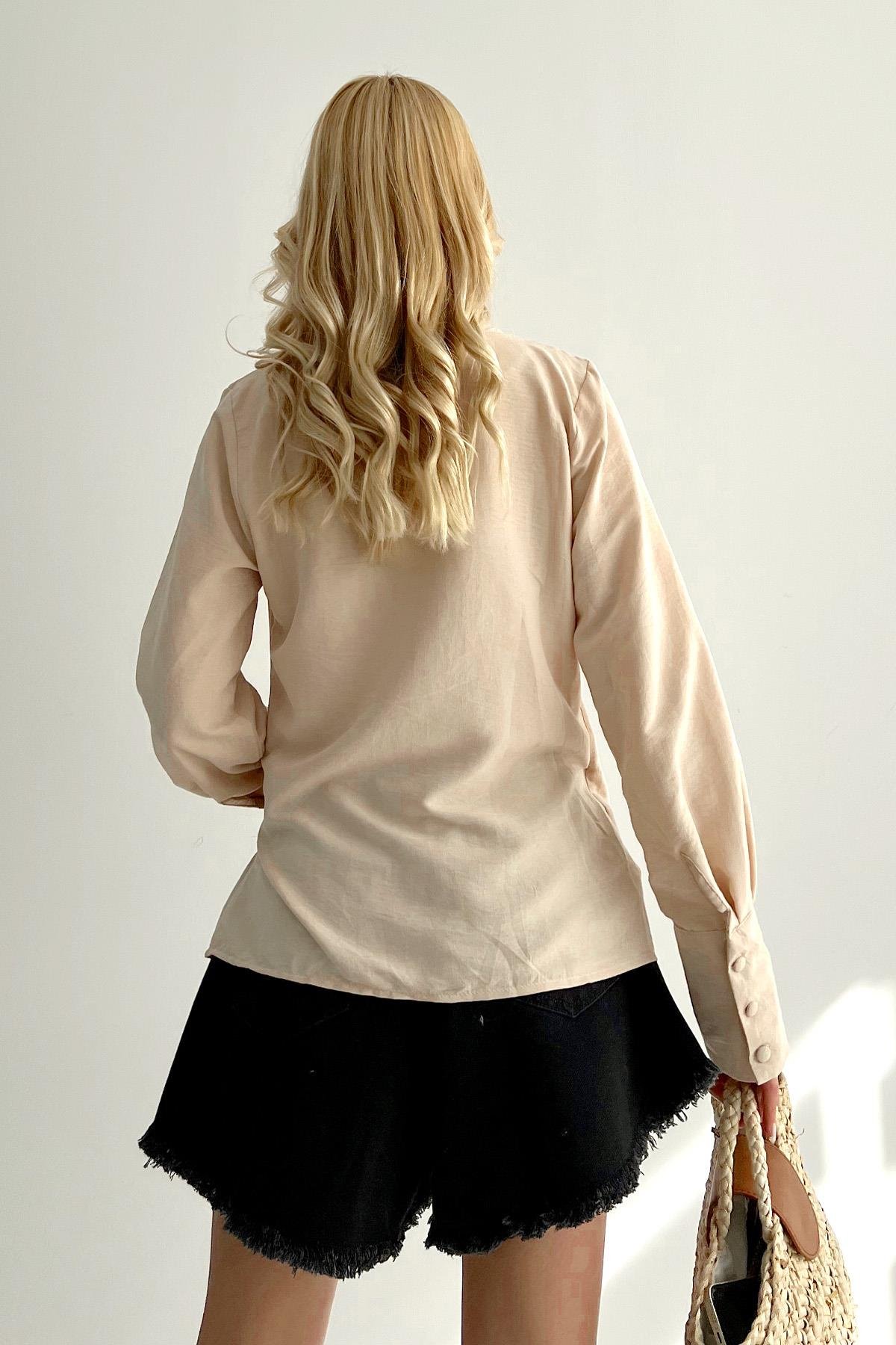 Cuff Detail Double-breasted Blouse Stone