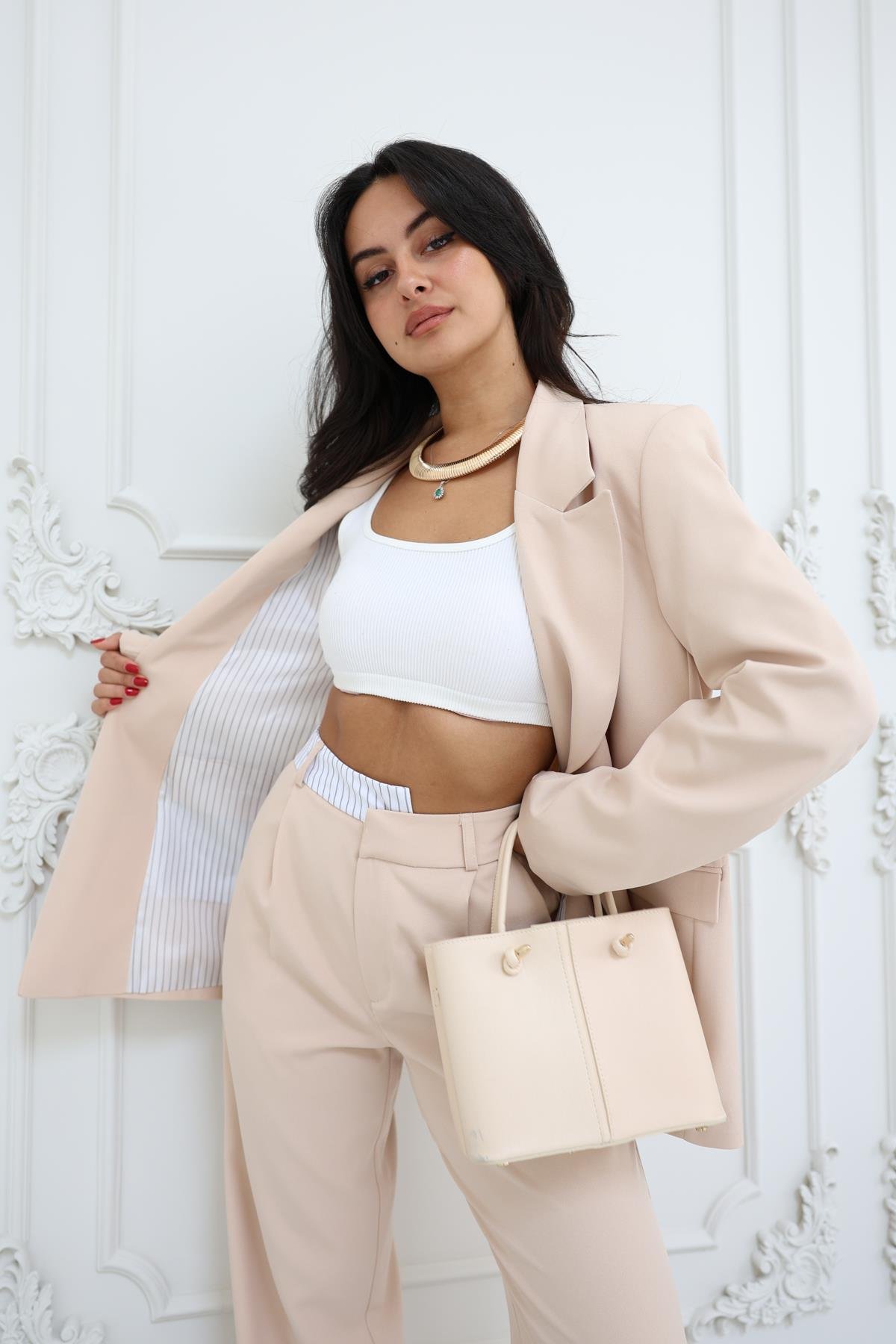 Astar Detaylı Blazer Ceket Taş