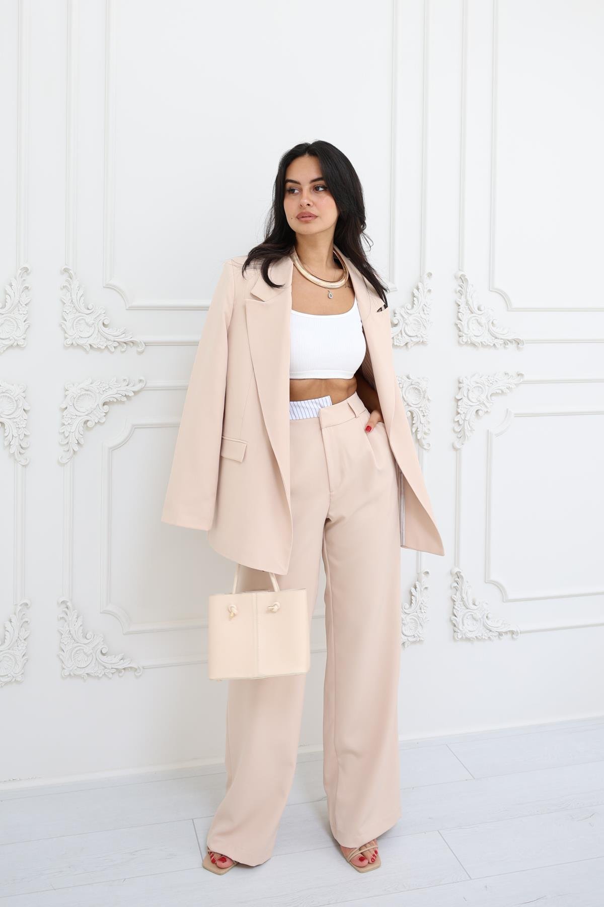 Astar Detaylı Blazer Ceket Taş