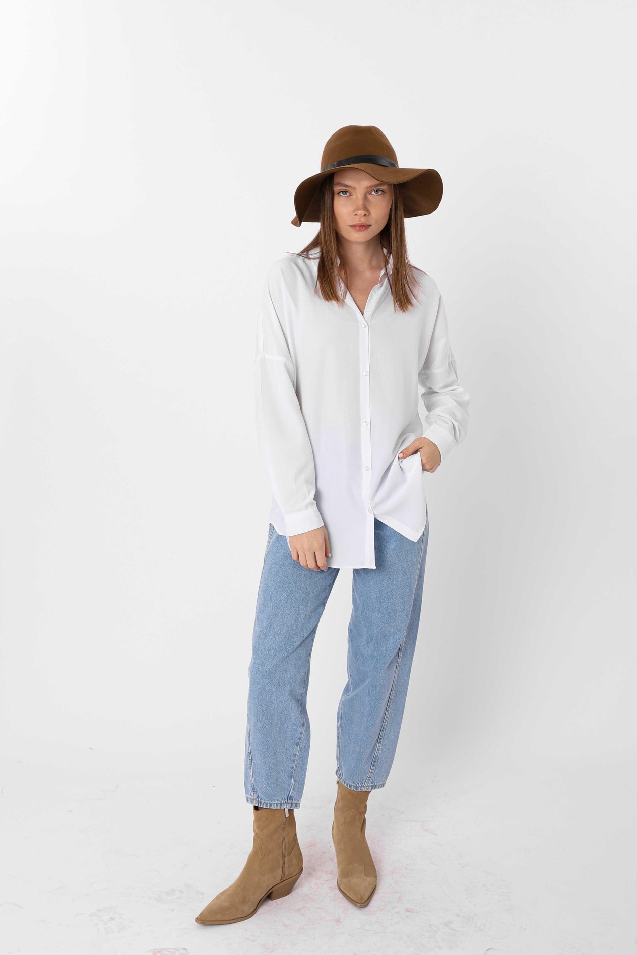 Basic Poplin Gömlek Beyaz