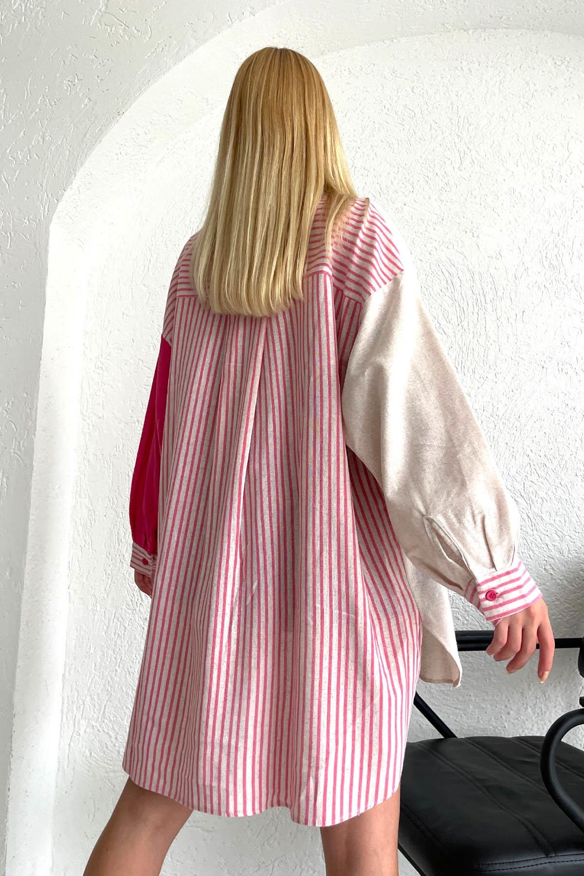 Colorful Oversize Linen Shirt Fuchsia