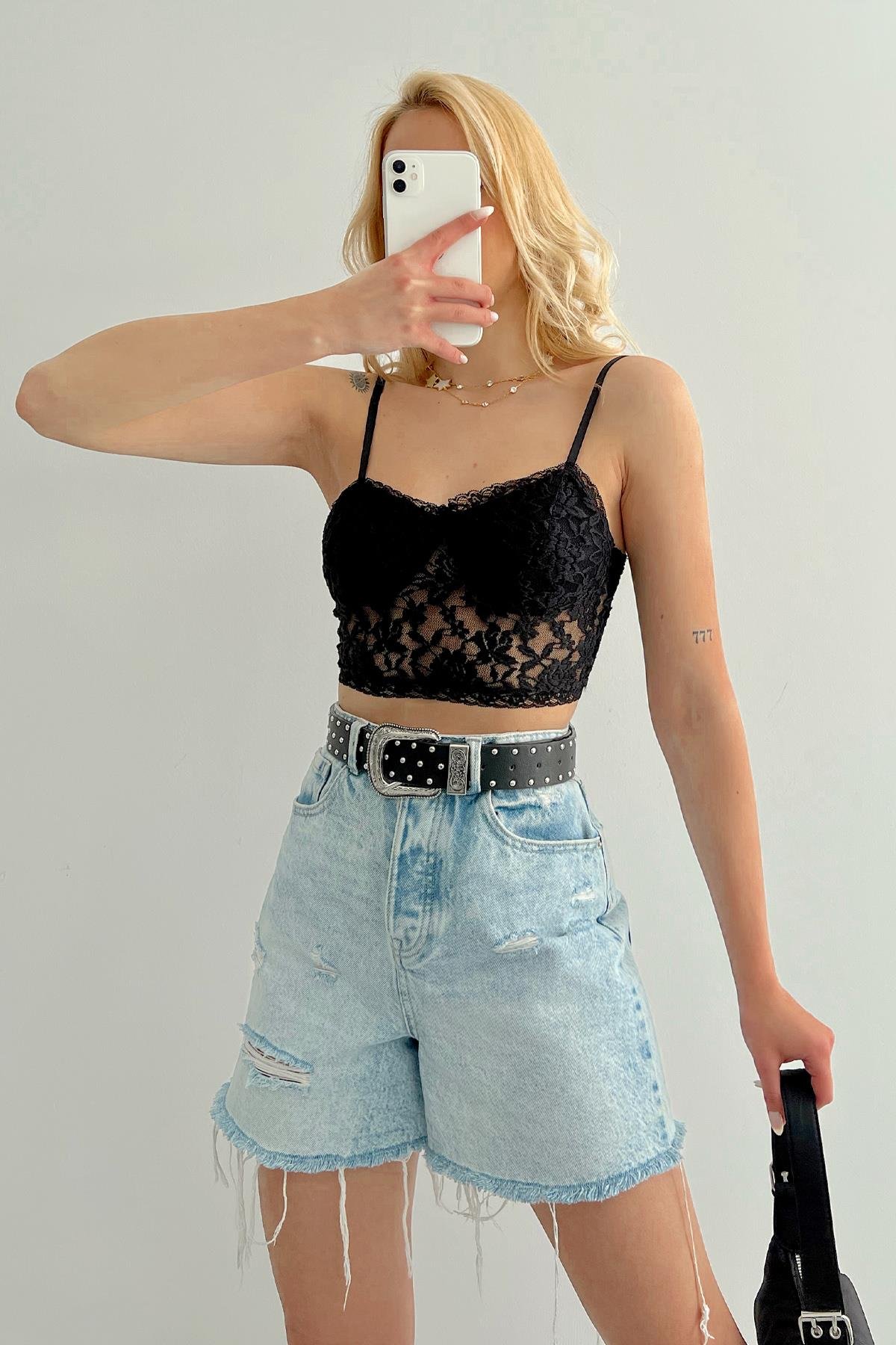Dantelli Bralet Siyah