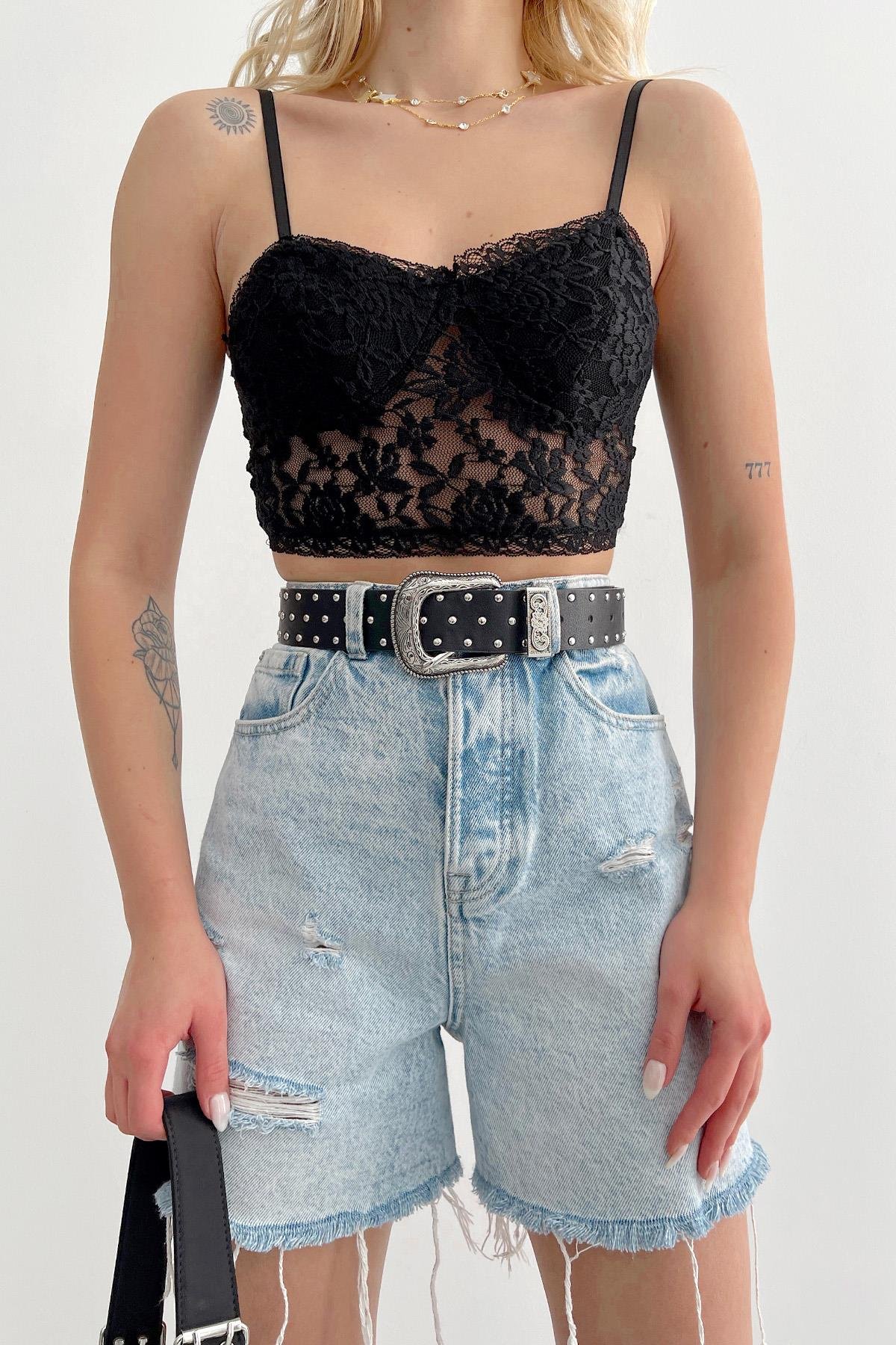 Dantelli Bralet Siyah