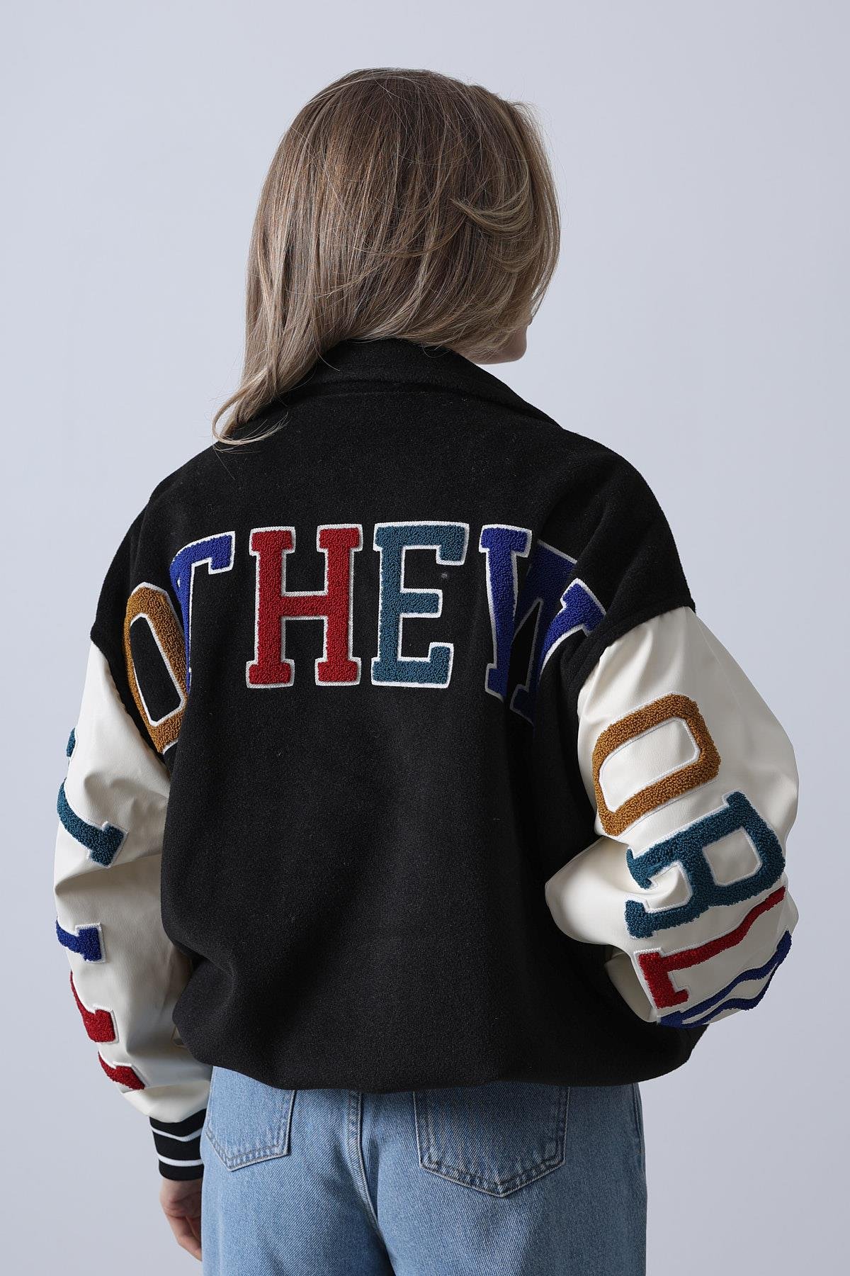 Kaşe Biker Ceket - Siyah